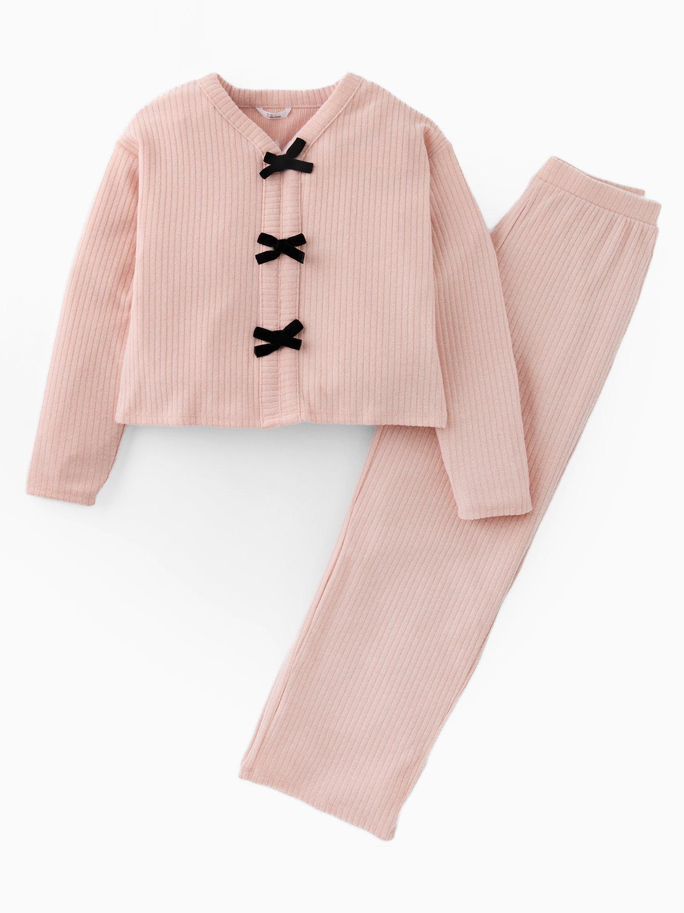 The Very Collection Girls Soft Touch Bow Front Top With Flare Trousers - Pink