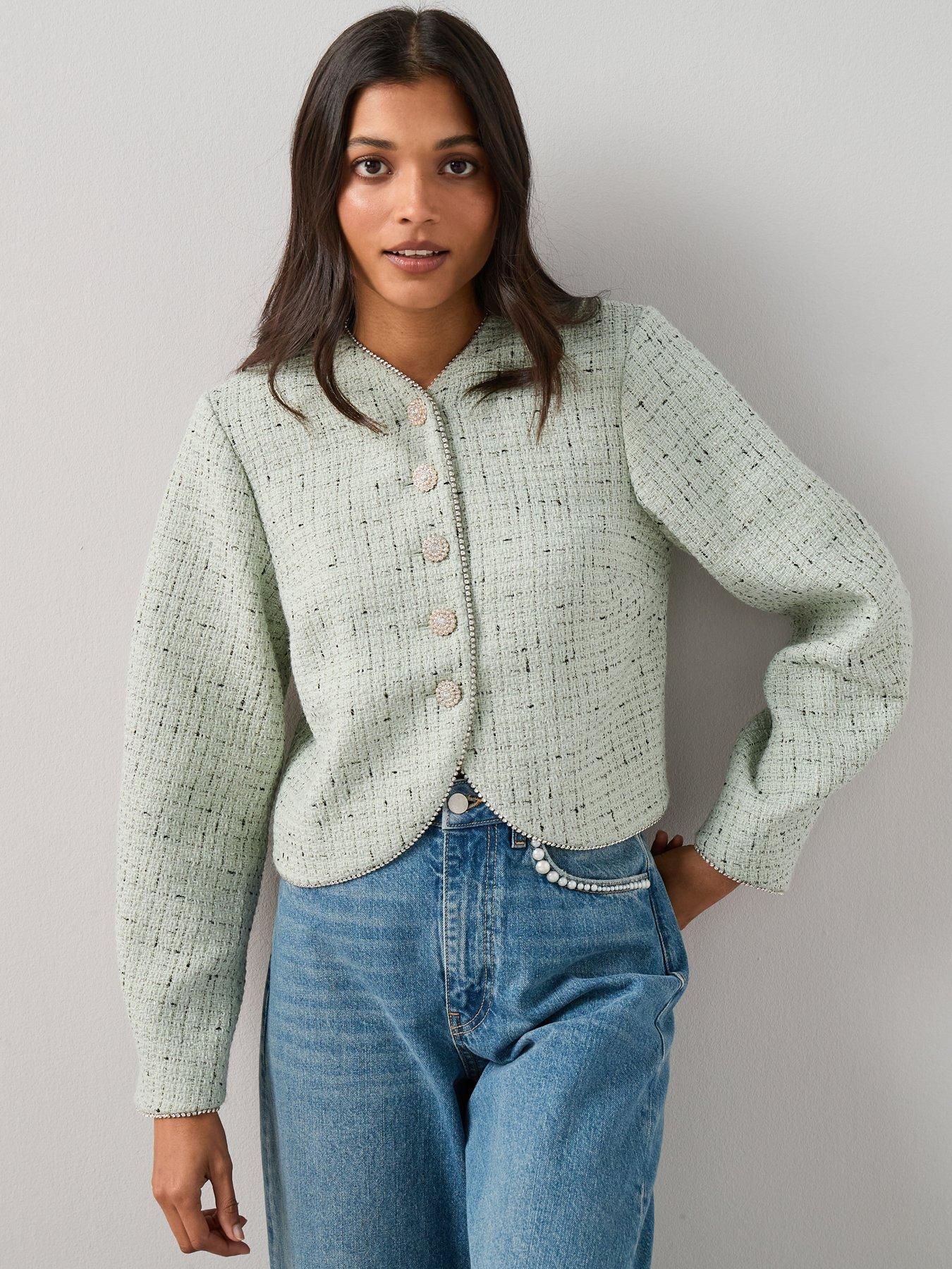 The Very Collection Embellished Cocoon Trophy Jacket - Green