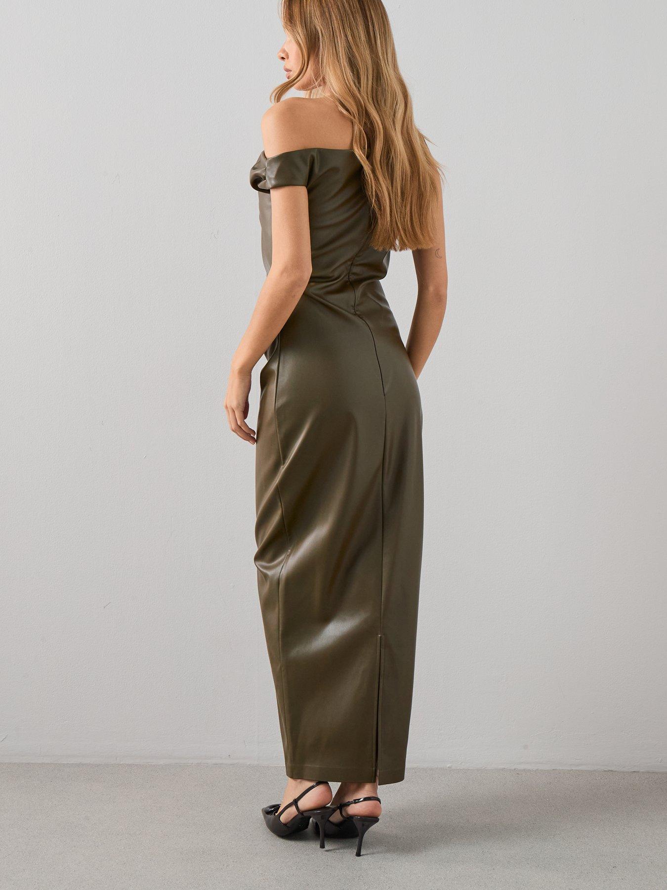 slim fit dress slacks PU Vegan Leather Square Neck Mini Dress main image 0