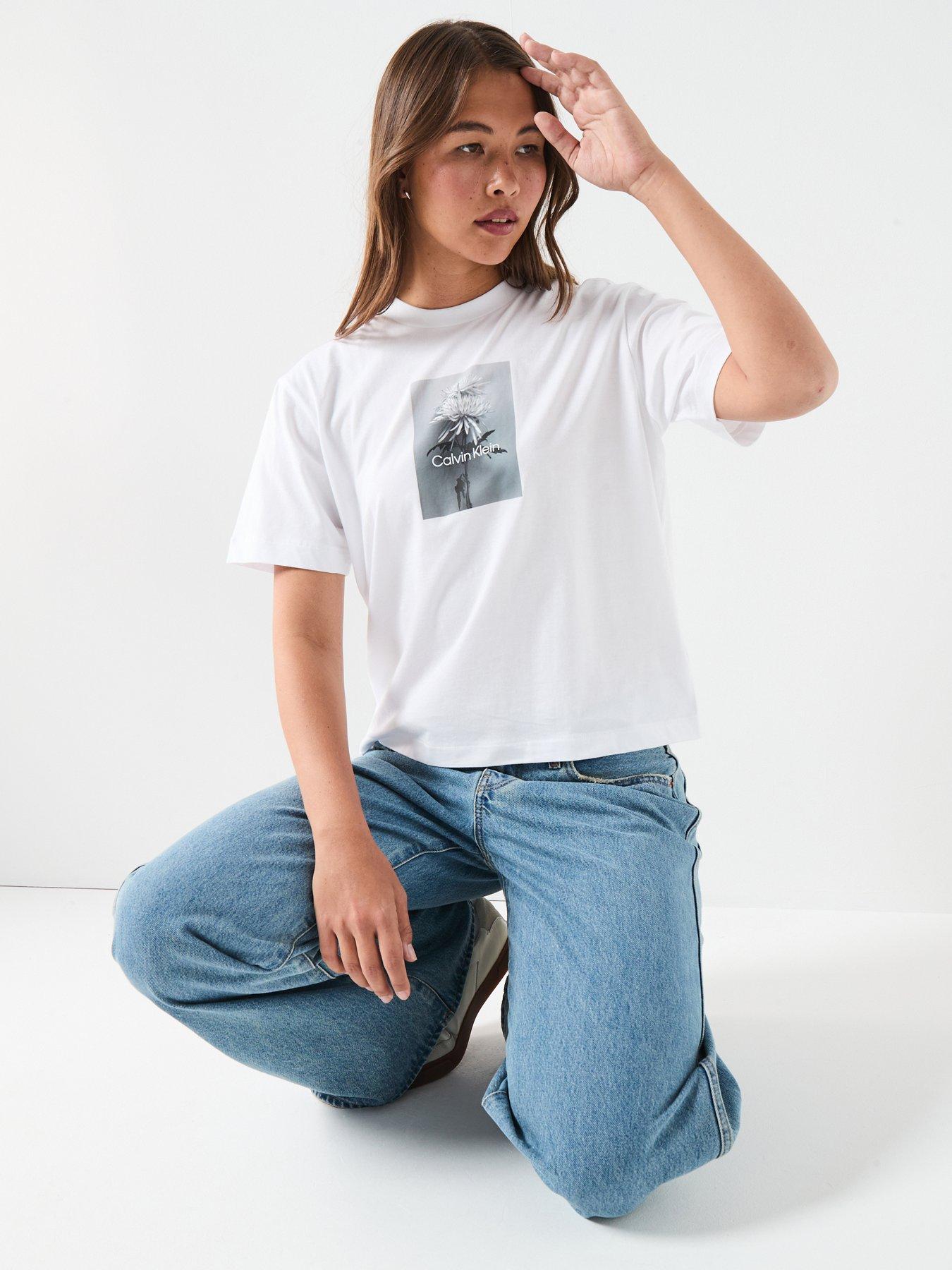 undefined Flower Image T-Shirt - White
