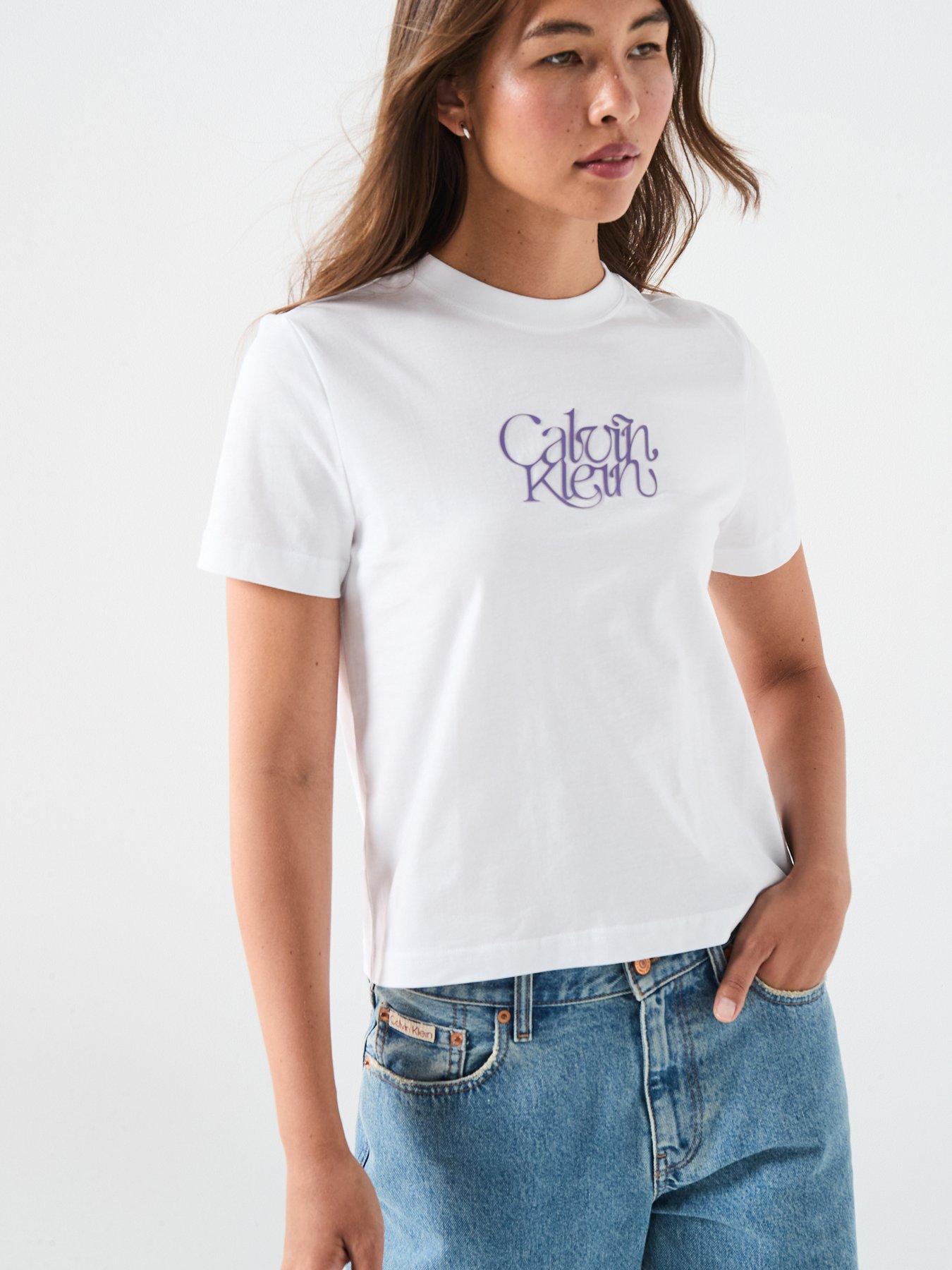 Calvin Klein Jeans Fitted Short Sleeve T- Shirt White Very
