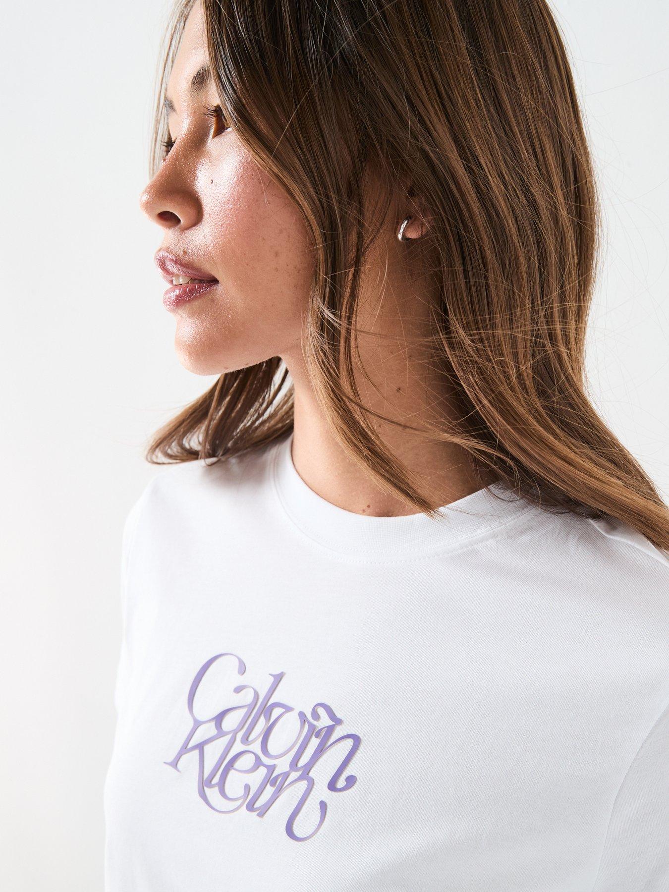 Image 4 of 5 of Calvin Klein Jeans Fitted Short Sleeve T- Shirt - White
