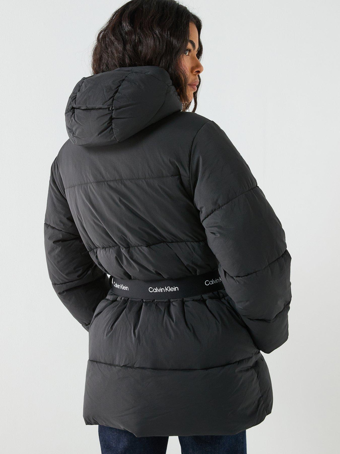 Image 2 of 6 of Calvin Klein Jeans Belted Midweight Puffer Coat - Black