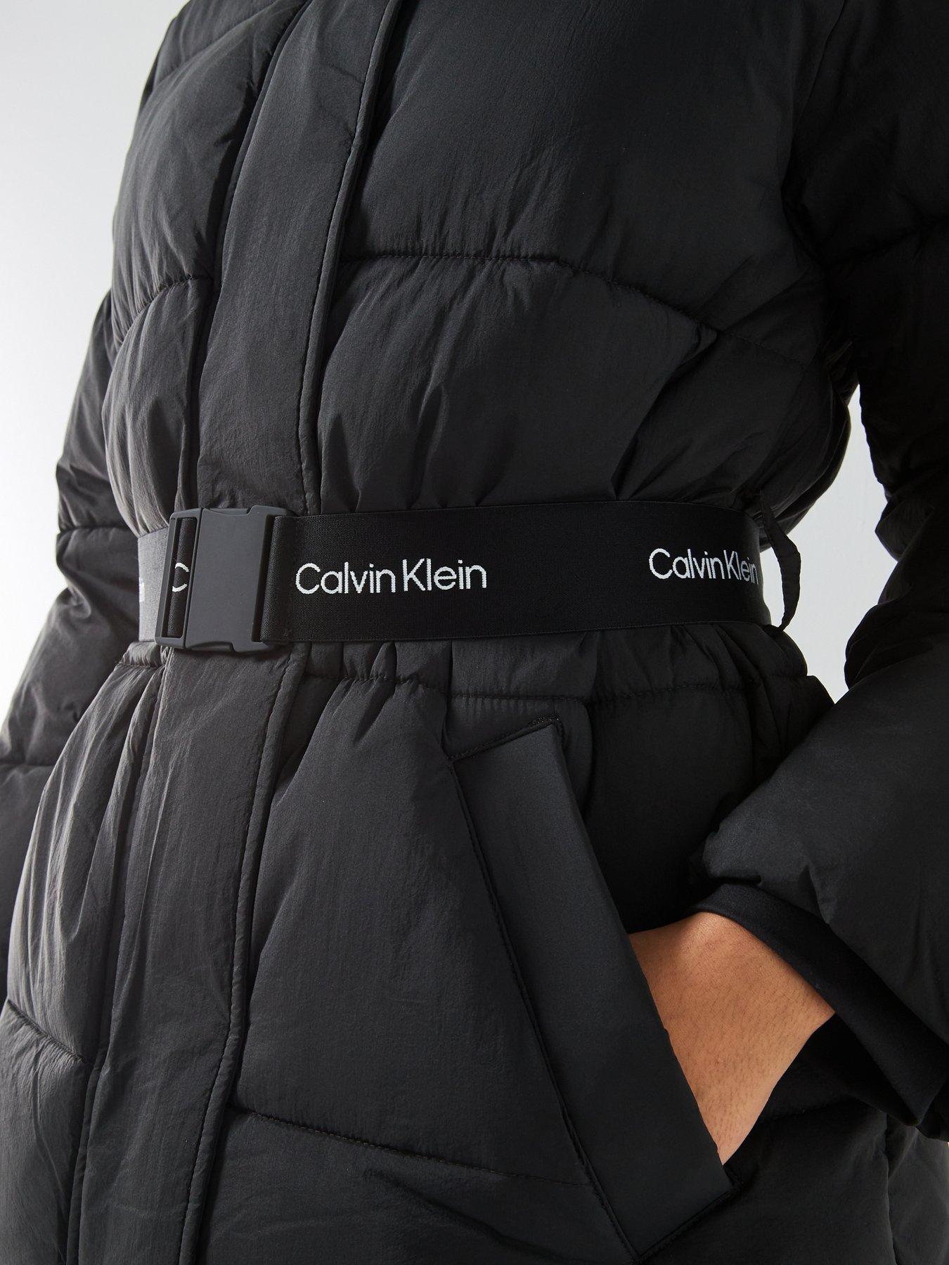 Image 4 of 6 of Calvin Klein Jeans Belted Midweight Puffer Coat - Black