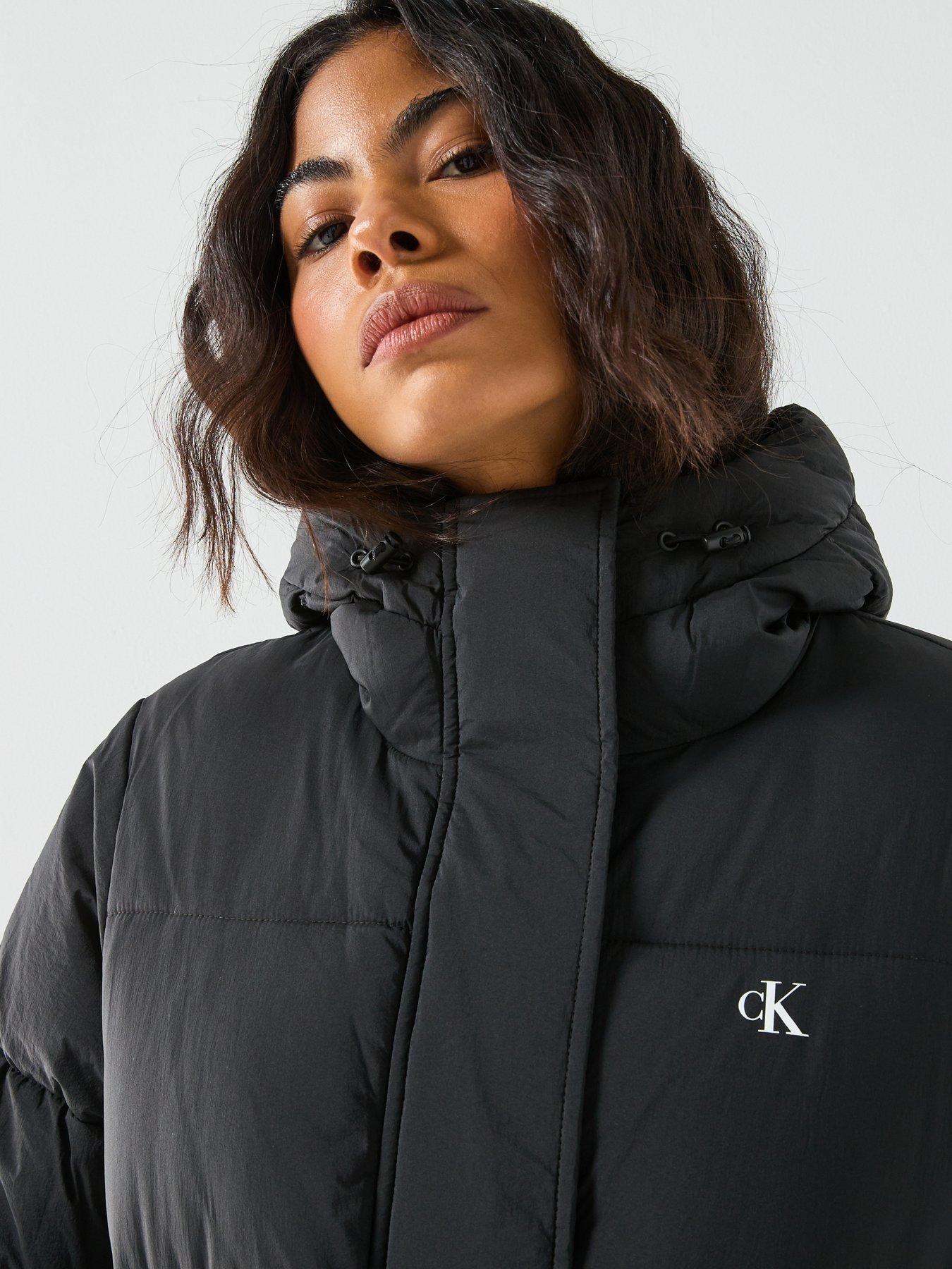Image 5 of 6 of Calvin Klein Jeans Belted Midweight Puffer Coat - Black