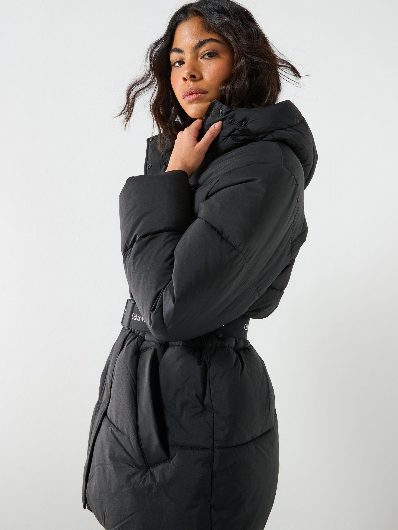 Image 6 of 6 of Calvin Klein Jeans Belted Midweight Puffer Coat - Black