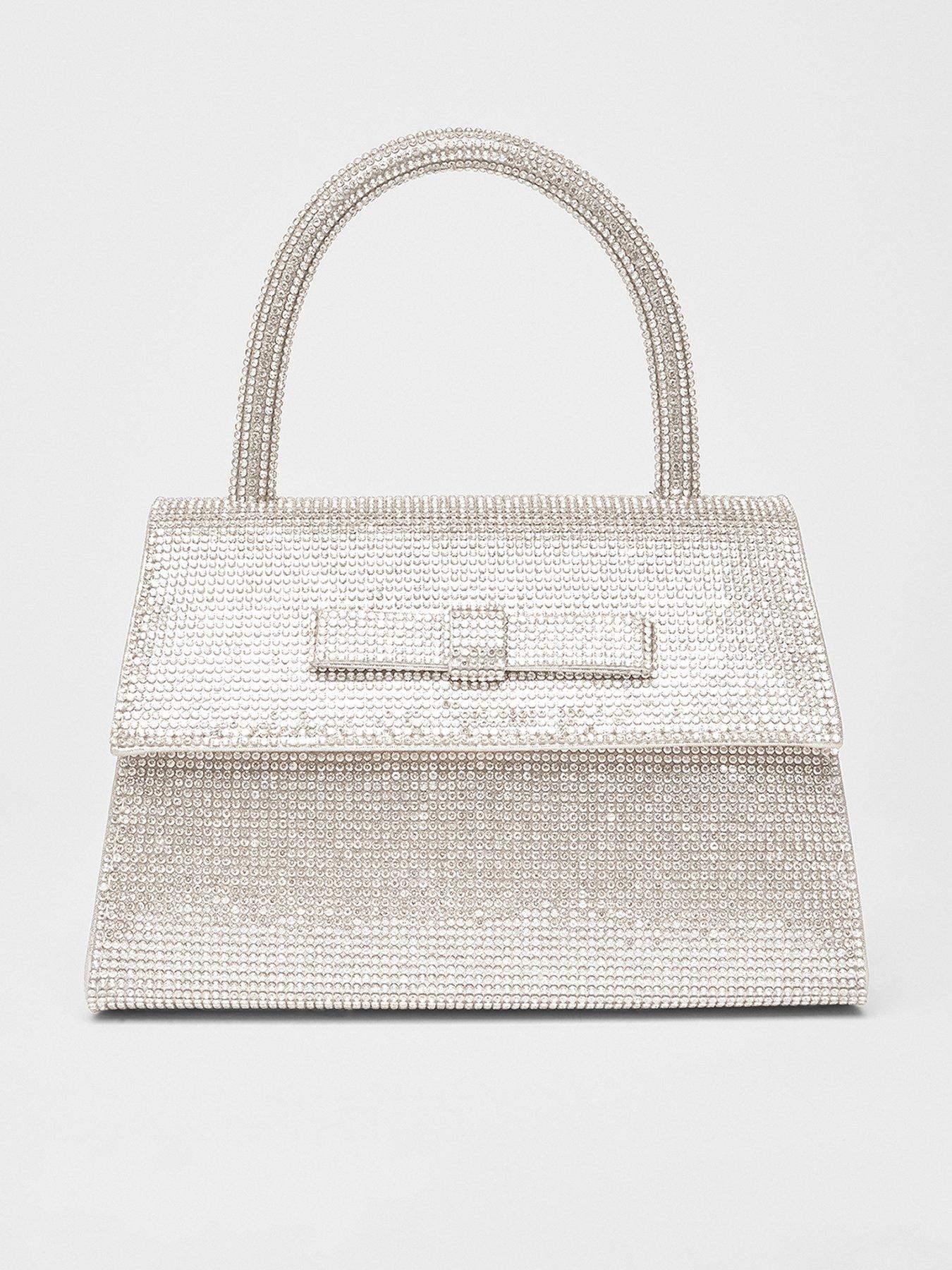 undefined Silver Diamante Top Handle Bag