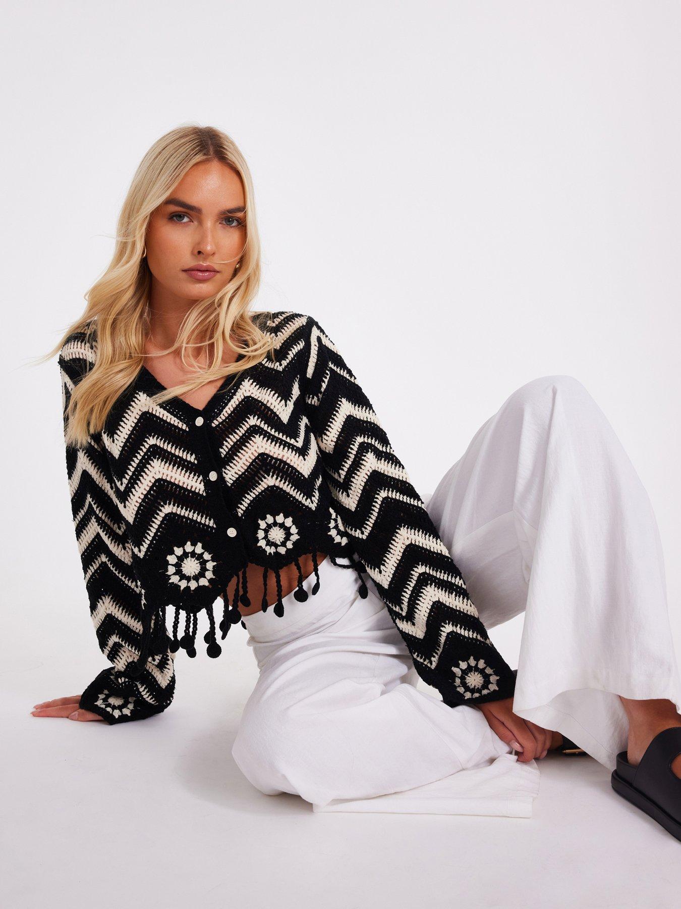 undefined Black Crochet Knitted Top