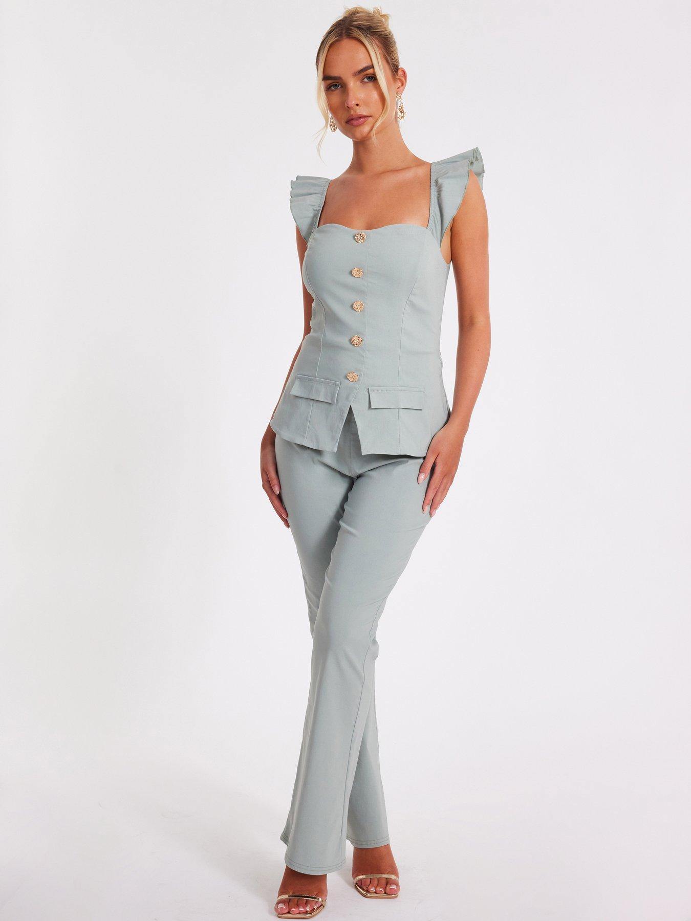 undefined Sage Bardot Frill Sleeve Jumpsuit