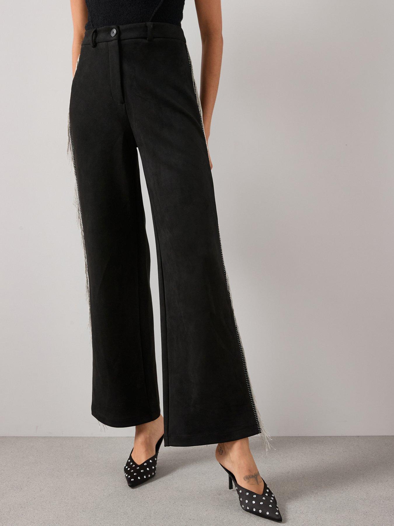 The Very Collection Suede Wide Leg Co-Ord Trouser - Black