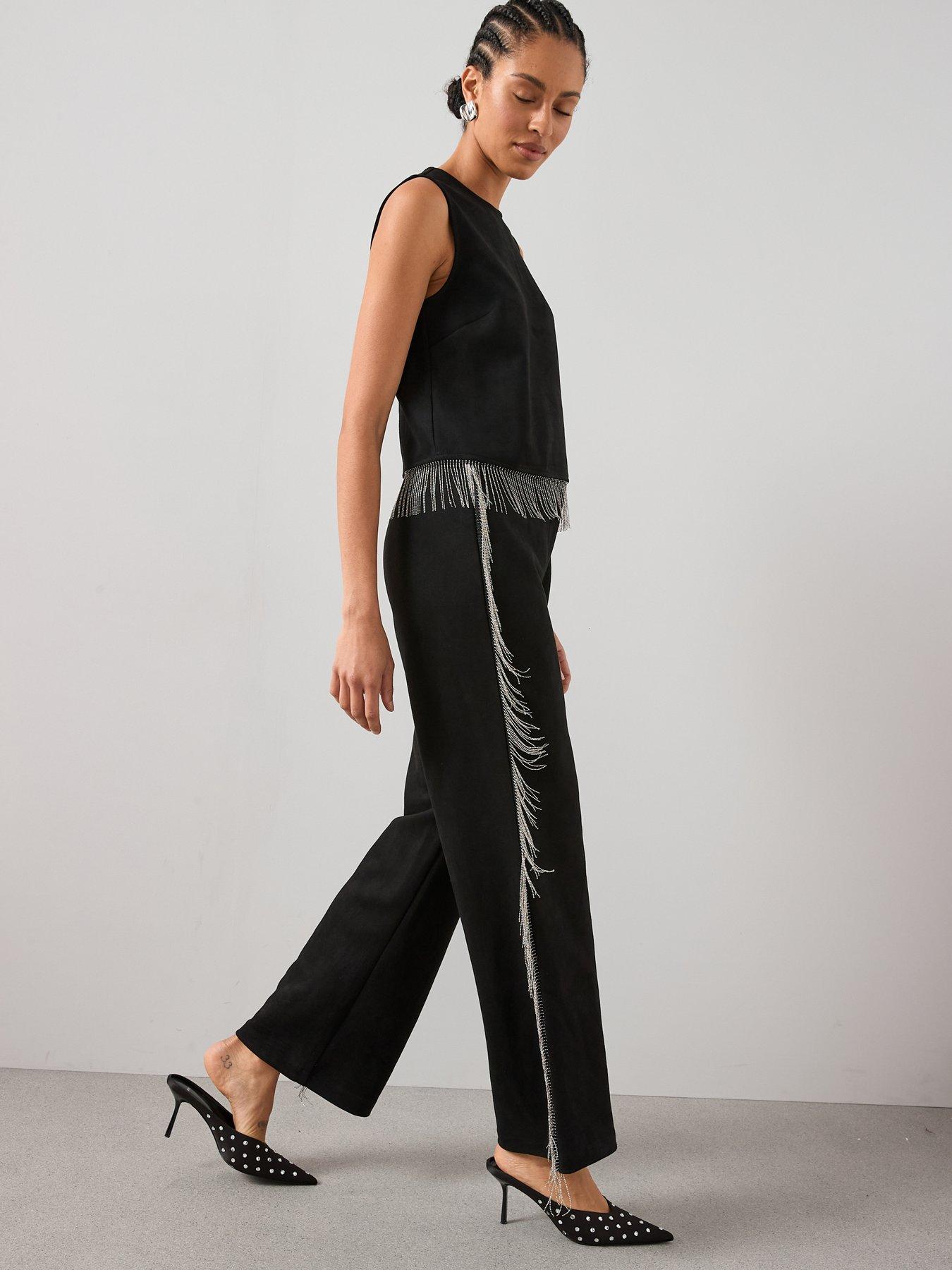 Grey Puff Sleeve Top + Wide Leg Trouser Co-ord - Demri main image 1