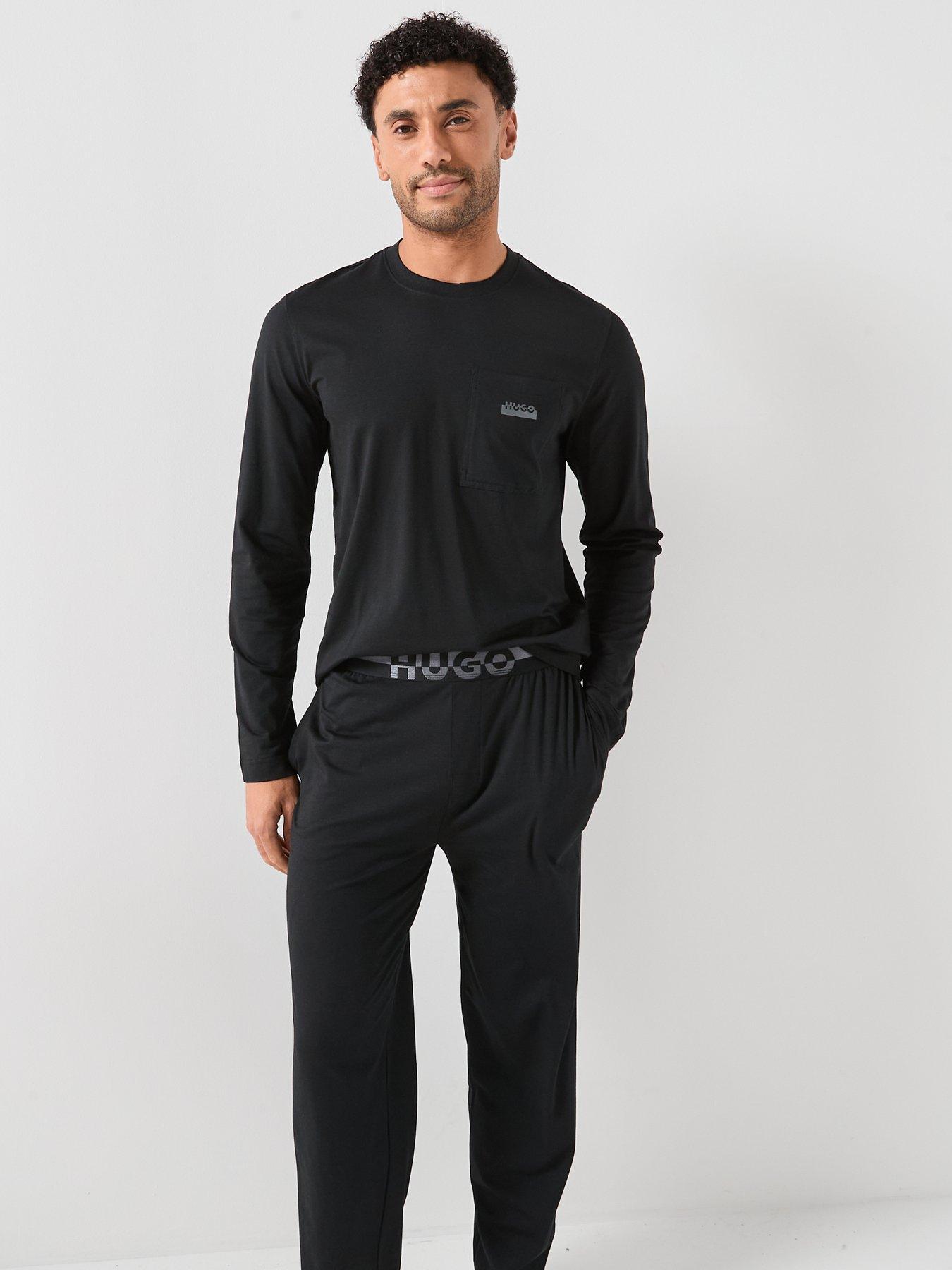 Image 3 of 5 of HUGO Nocto Long Split Logo Relaxed Fit Pyjama Gift Set - Black