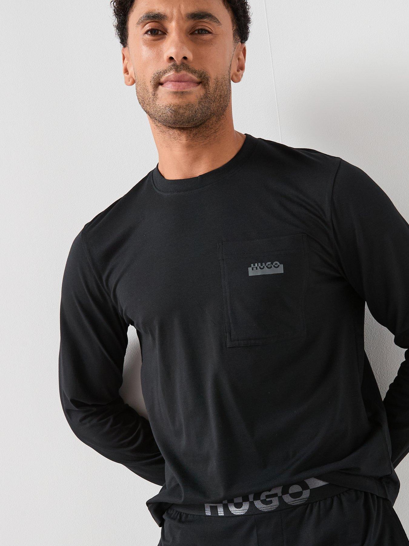 Image 4 of 5 of HUGO Nocto Long Split Logo Relaxed Fit Pyjama Gift Set - Black