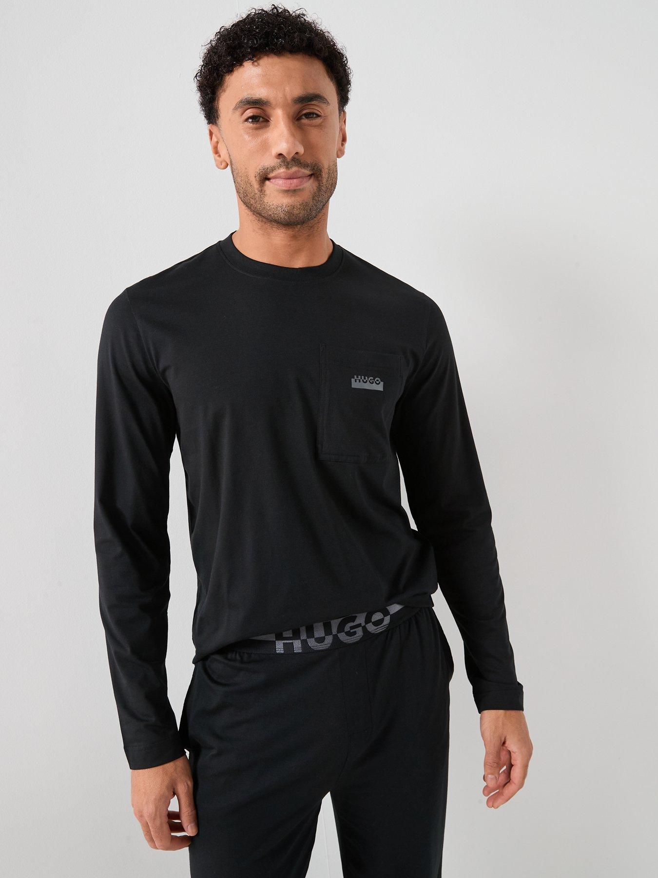 Image 5 of 5 of HUGO Nocto Long Split Logo Relaxed Fit Pyjama Gift Set - Black