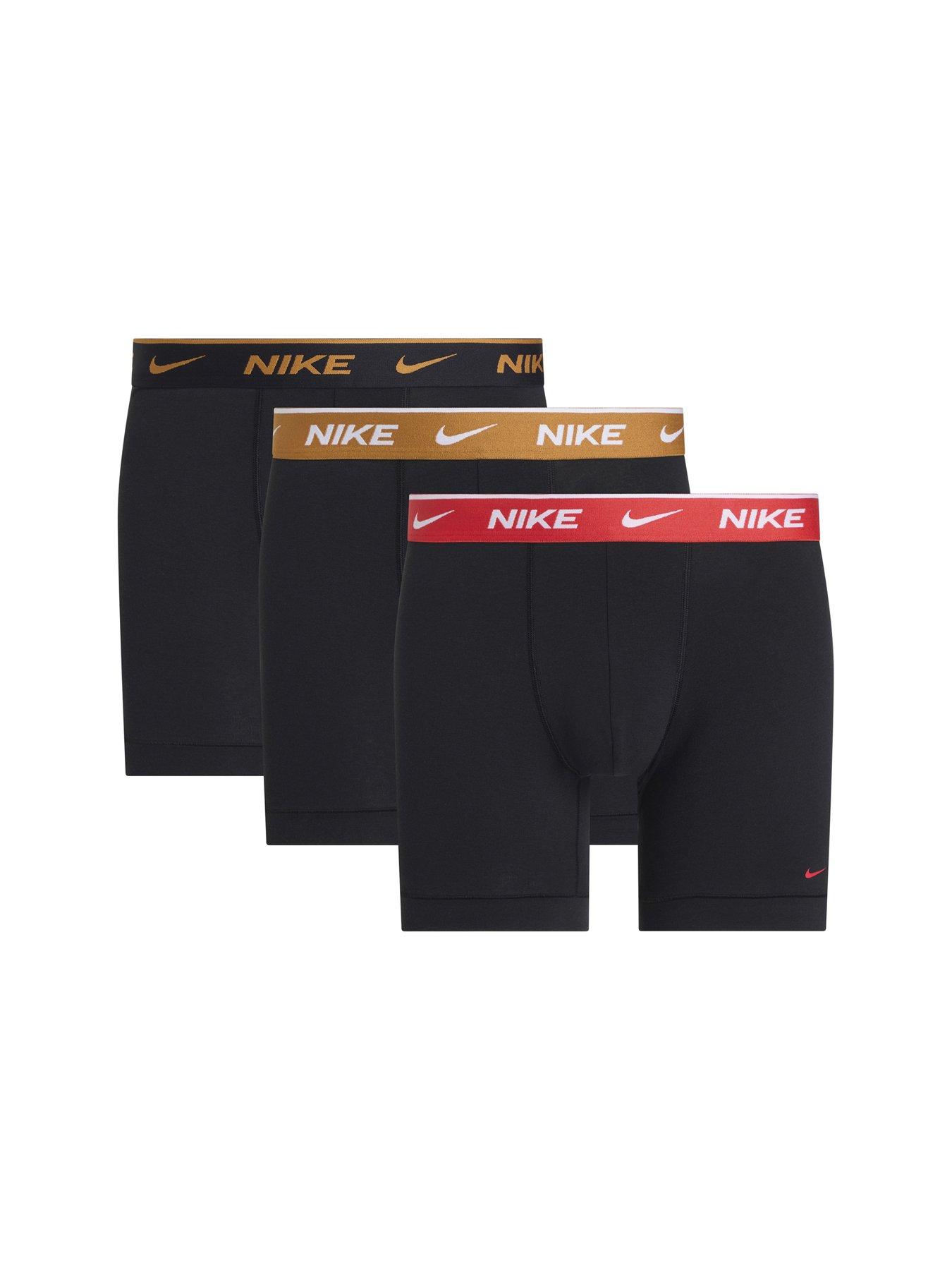 Nike Everyday Cotton Stretch 3 Pack Boxer Briefs - Black