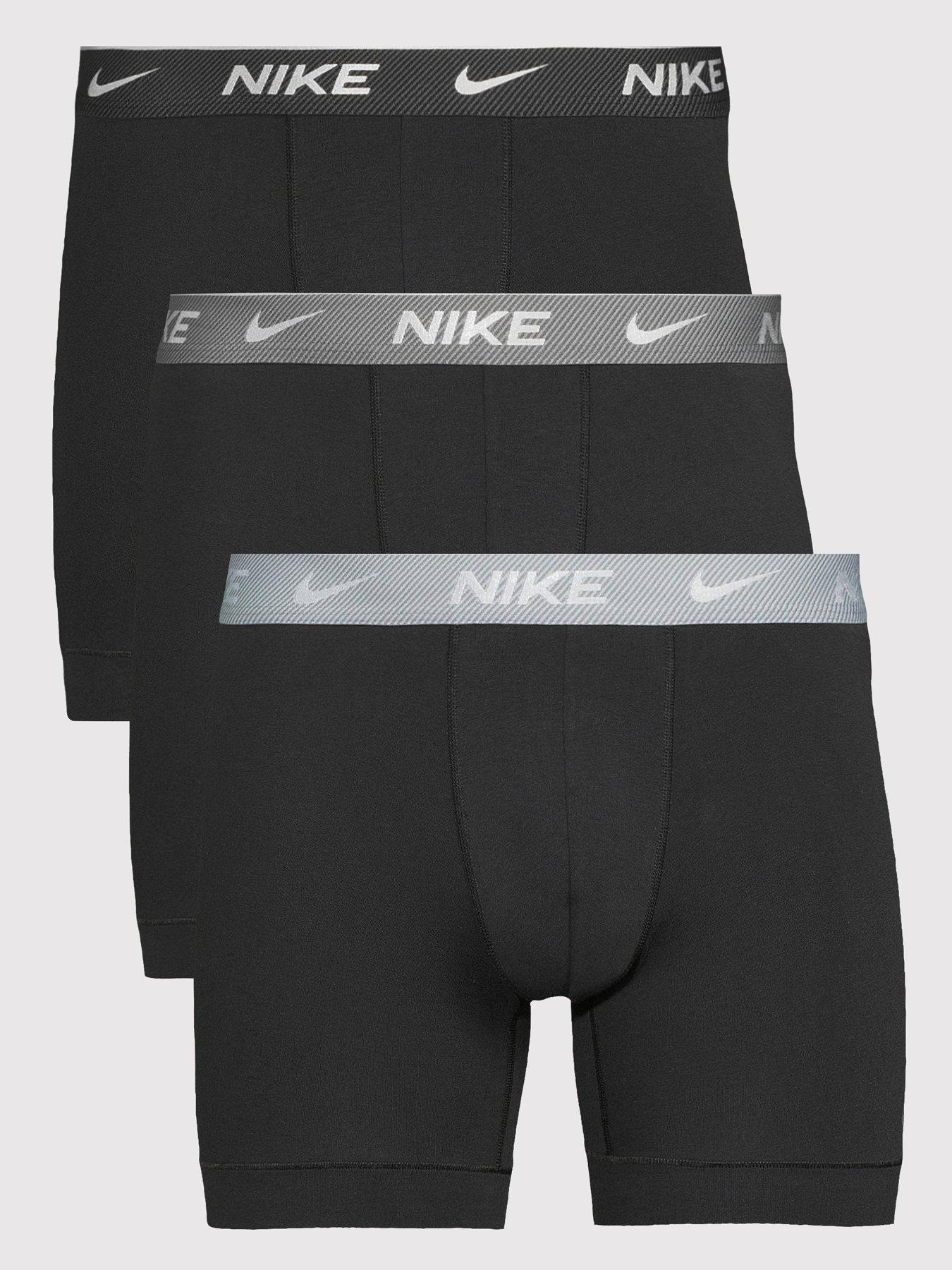 Nike Everyday Cotton Stretch 3 Pack Boxer Briefs - Black