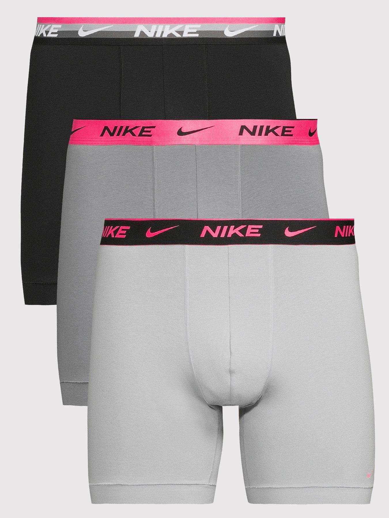 Nike Everyday Cotton Stretch 3 Pack Boxer Briefs - Grey