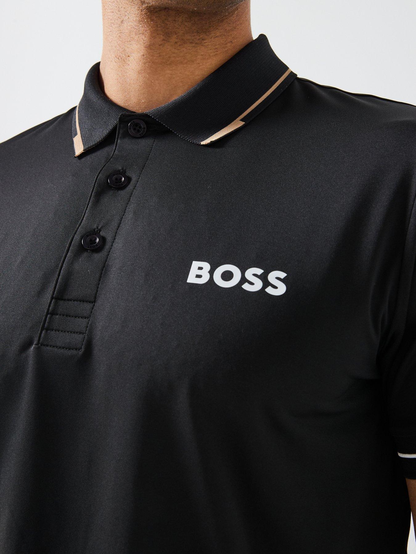 Image 4 of 6 of BOSS Mens Golf Paul Pro Polo Shirt - Black