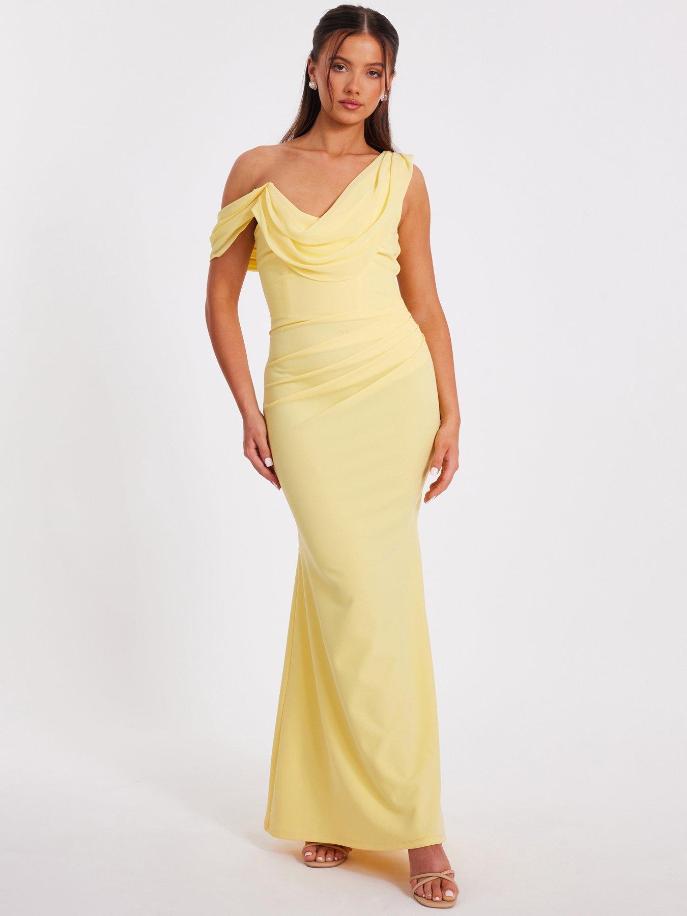 undefined Petite Lemon Asymmetric Maxi Dress