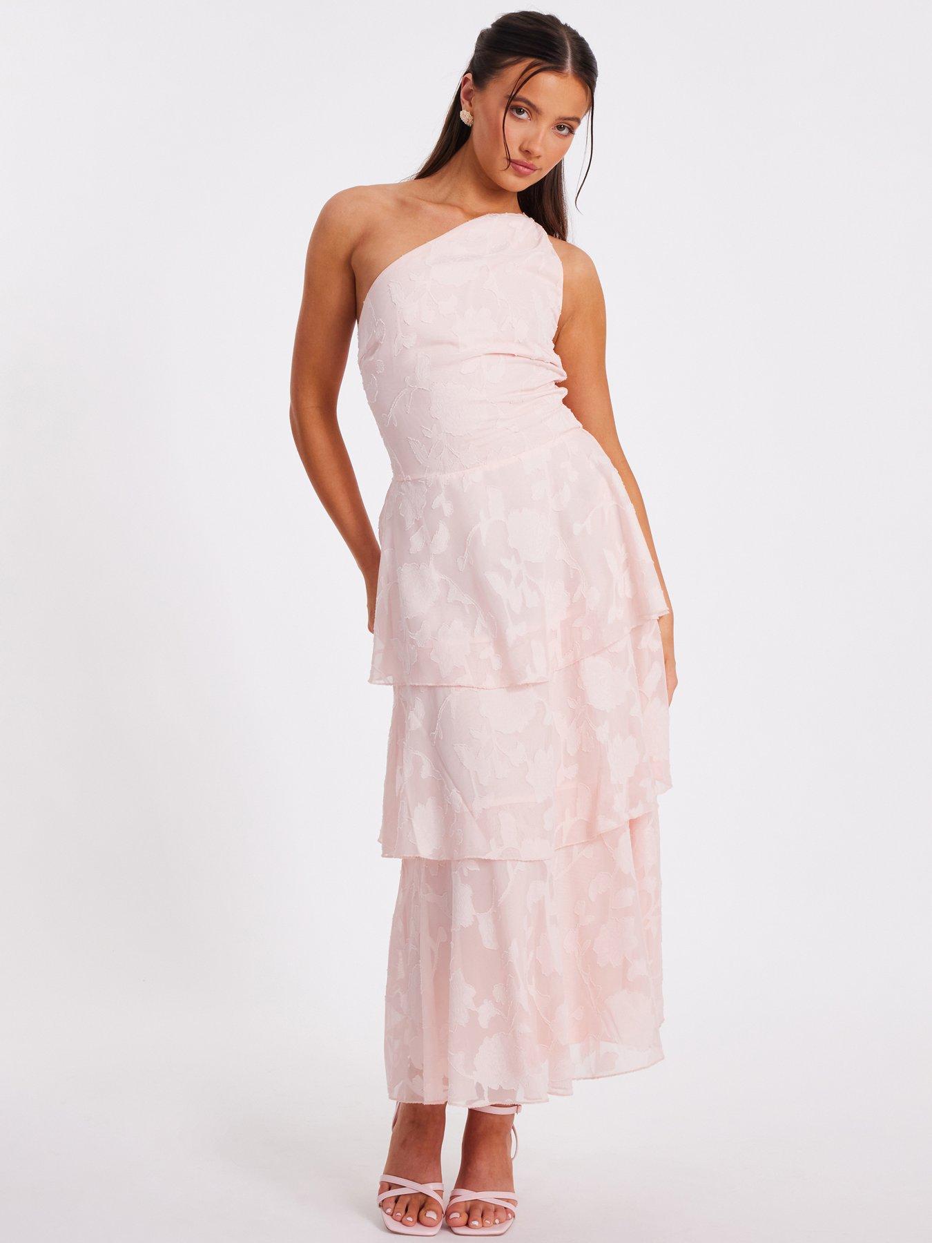 strapless open back dress Pink Layered Soft Tulle Dress  Amanei