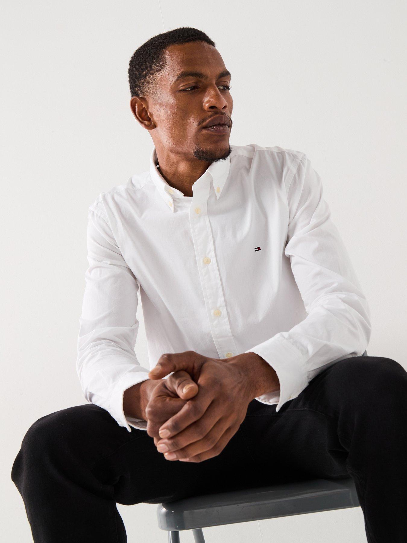 undefined Tommy Hilfiger Flex Poplin Solid Regular Fit Long Sleeve Shirt - White