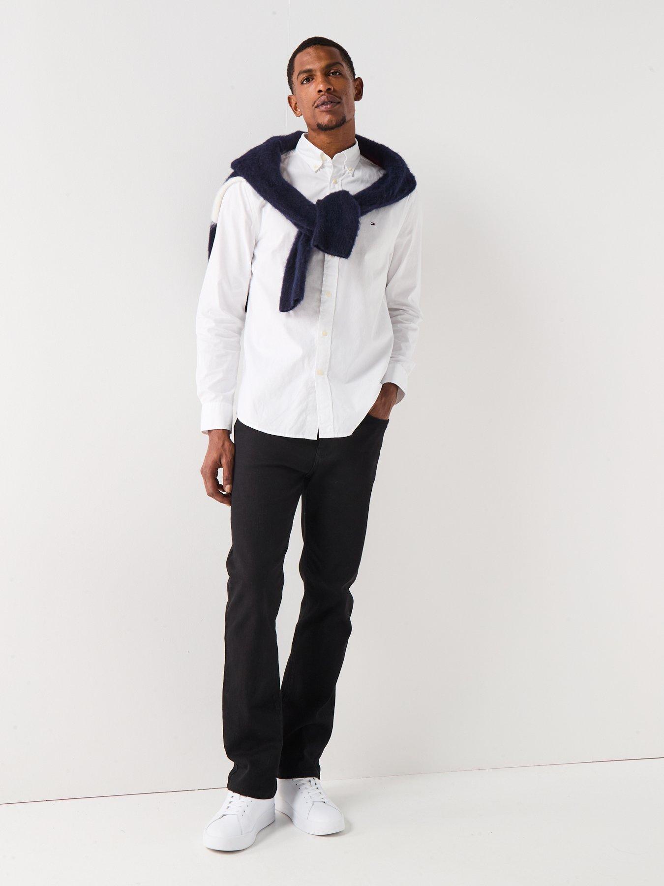 Image 3 of 6 of Tommy Hilfiger Flex Poplin Solid Regular Fit Long Sleeve Shirt - White