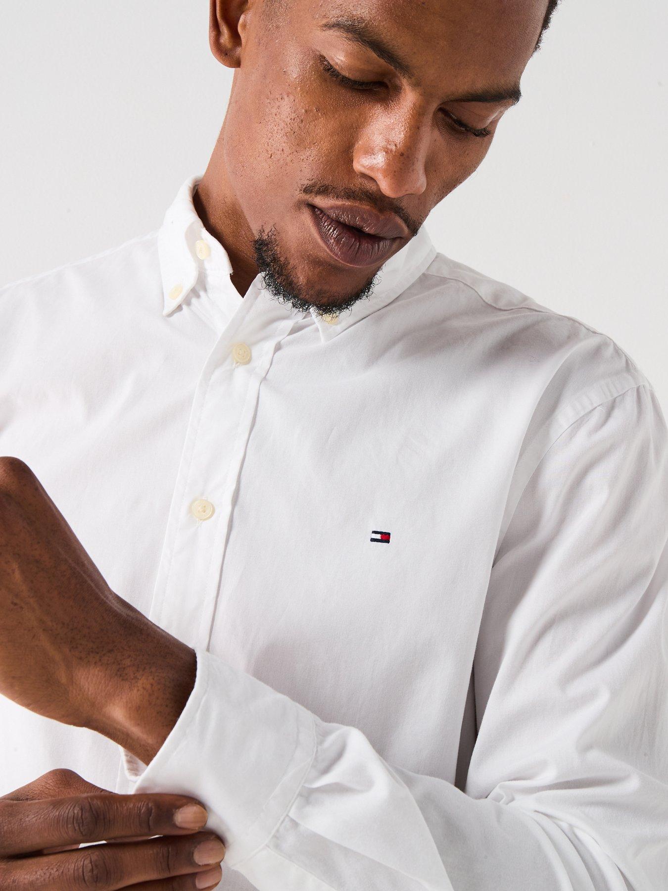 Image 5 of 6 of Tommy Hilfiger Flex Poplin Solid Regular Fit Long Sleeve Shirt - White