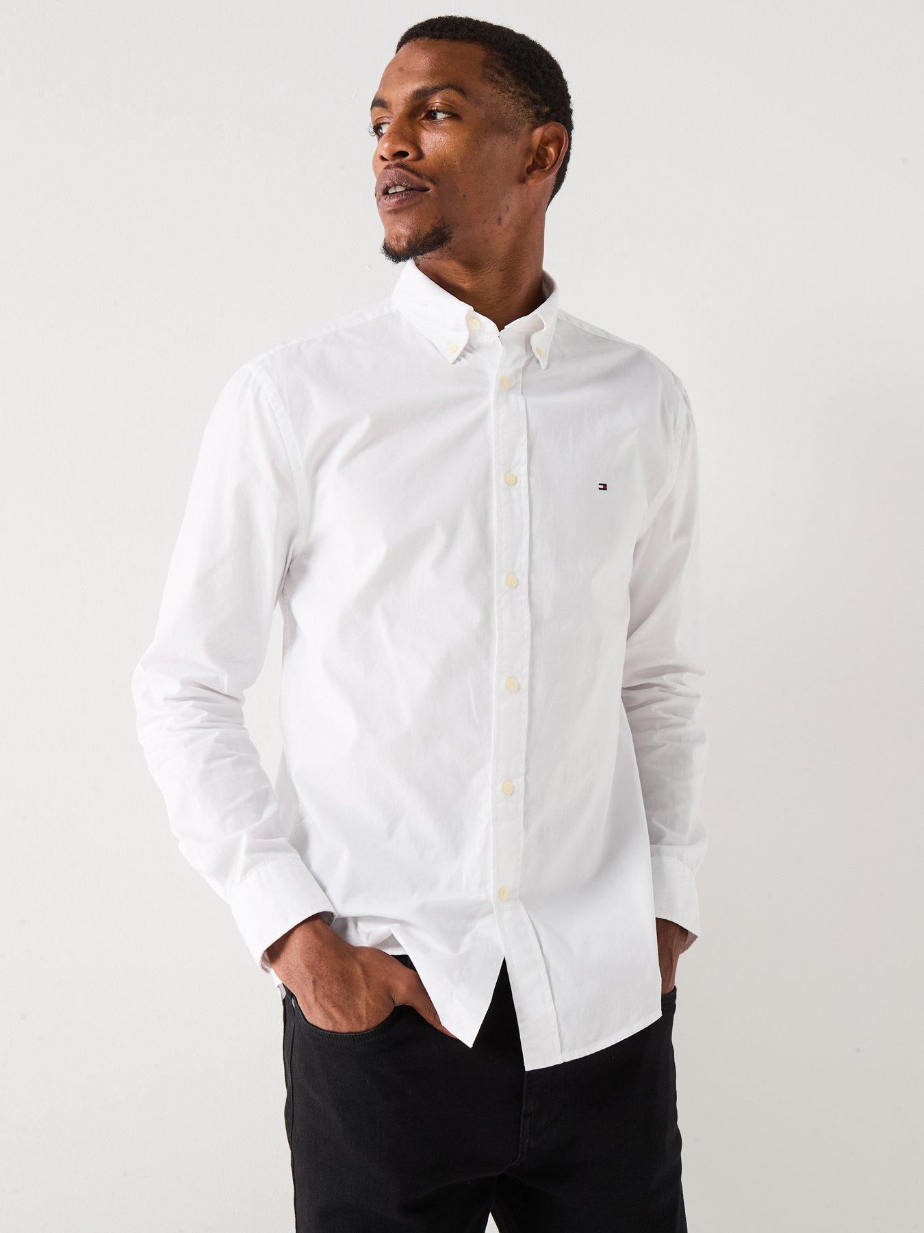 Image 6 of 6 of Tommy Hilfiger Flex Poplin Solid Regular Fit Long Sleeve Shirt - White