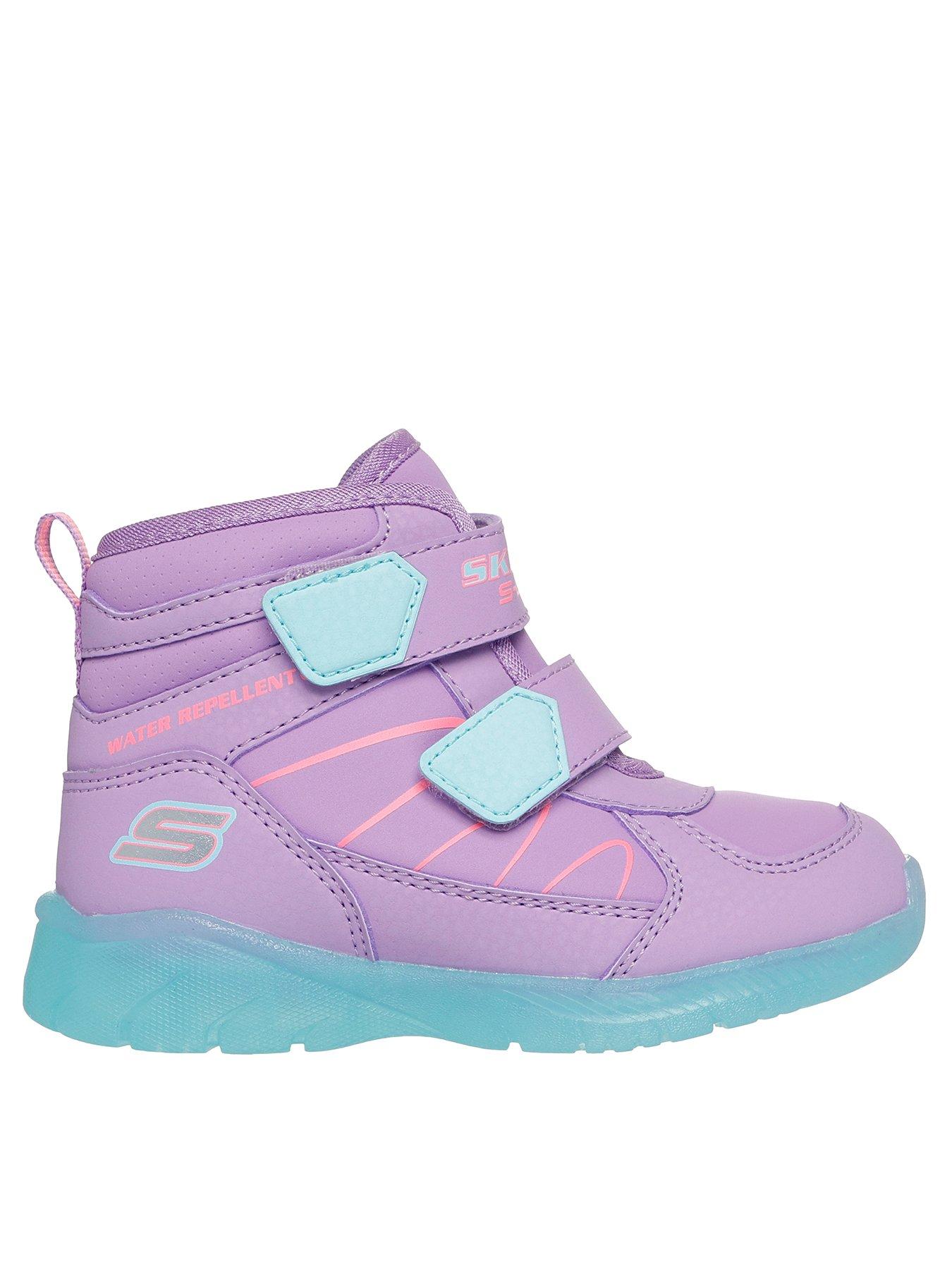 Image 1 of 5 of Skechers Lighted Water Repellent Double Strap with Chenille Lining - Purple