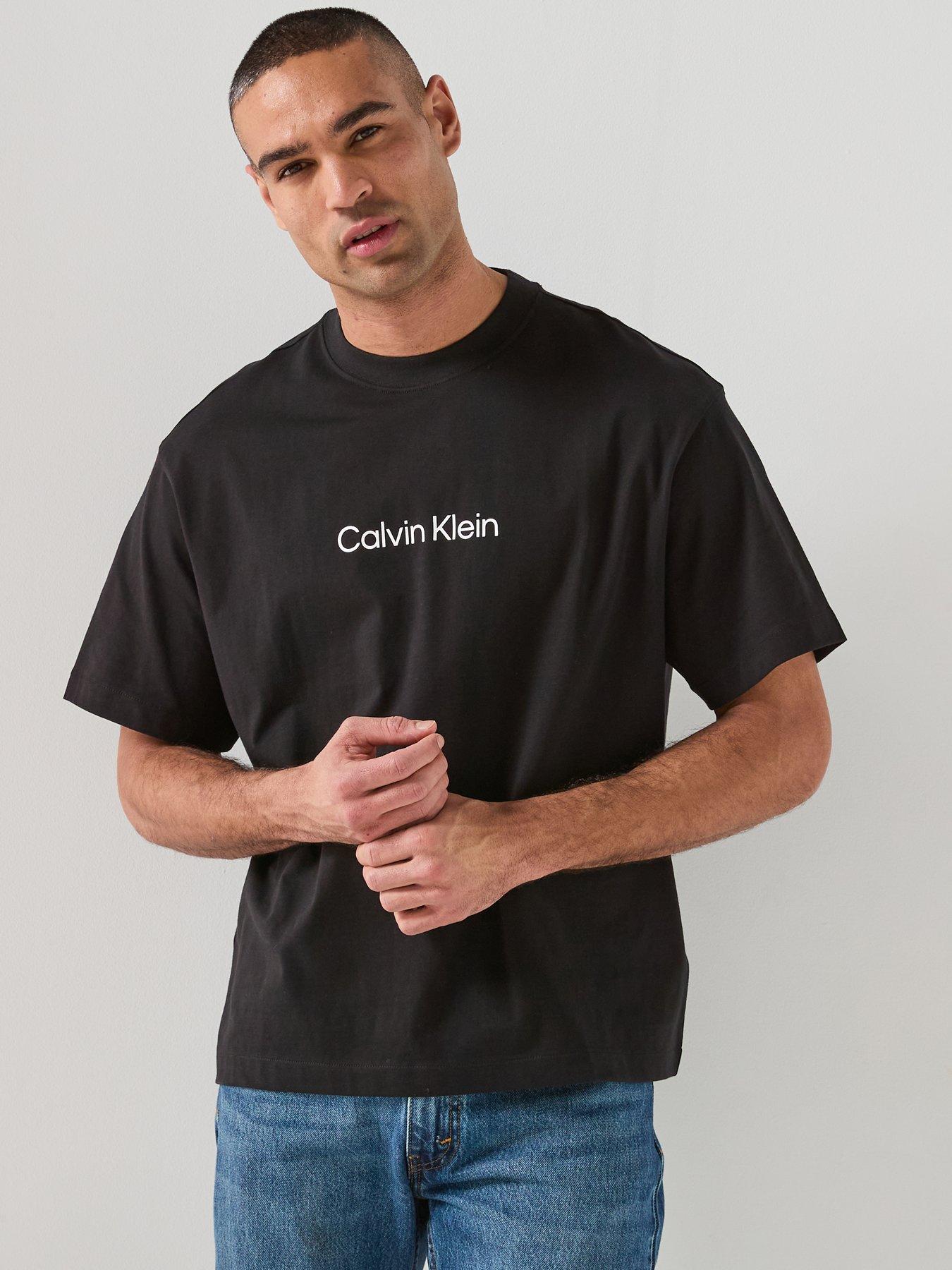 Calvin Klein Relaxed Fit Linear Logo T-Shirt - Black