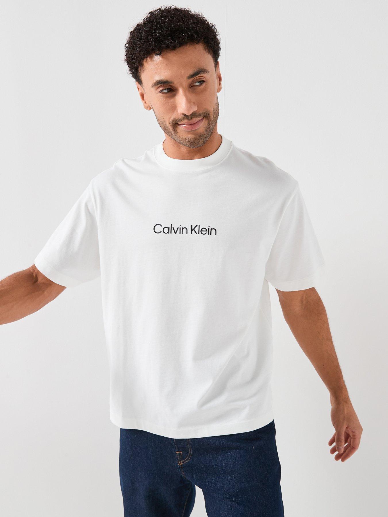 Calvin Klein Relaxed Fit Linear Logo T-Shirt - White