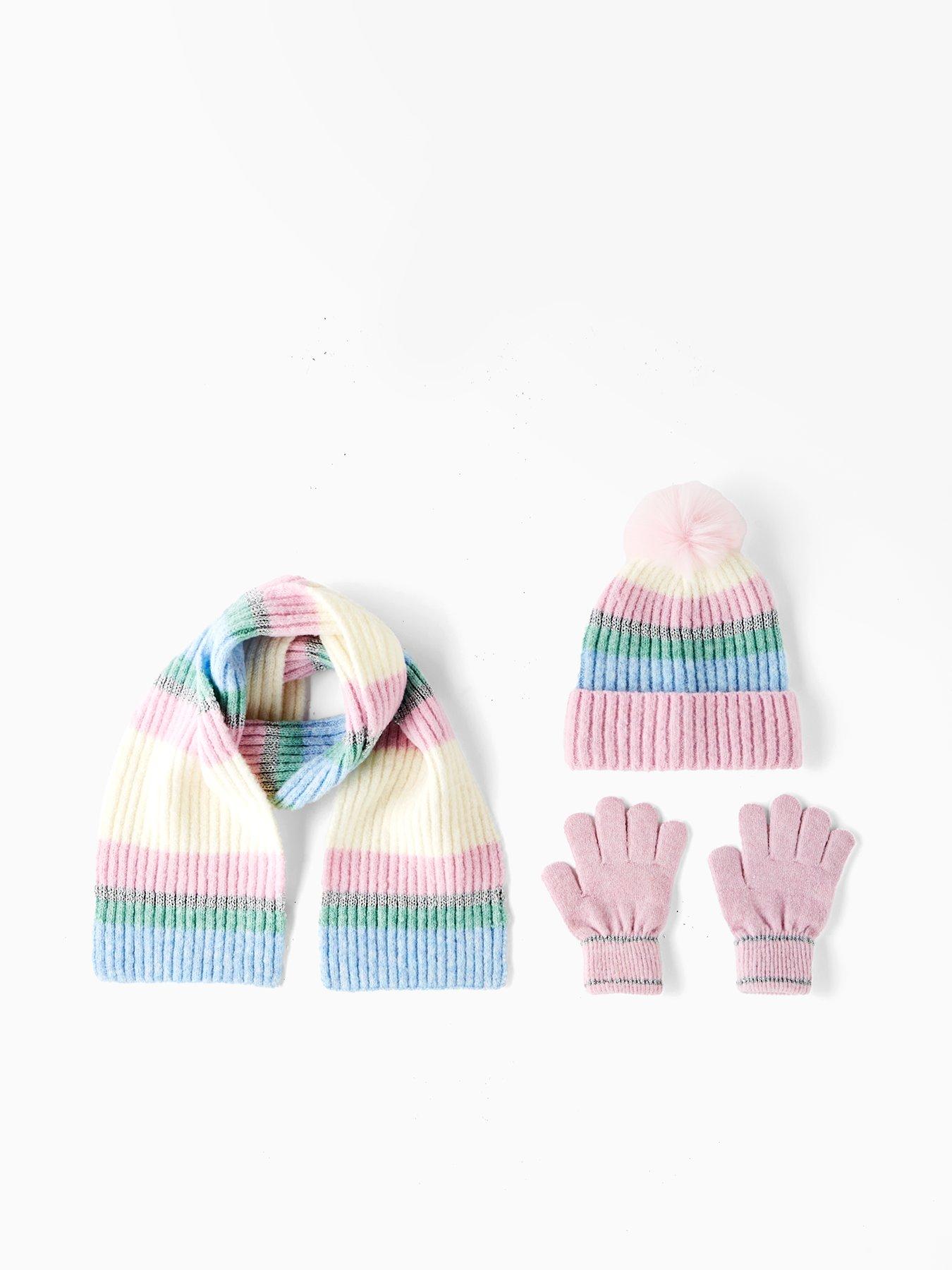 Girls' 3-Piece Winter Set: Knit Hat, Scarf & Gloves – Super Soft & Warm In 6 Cute Colors