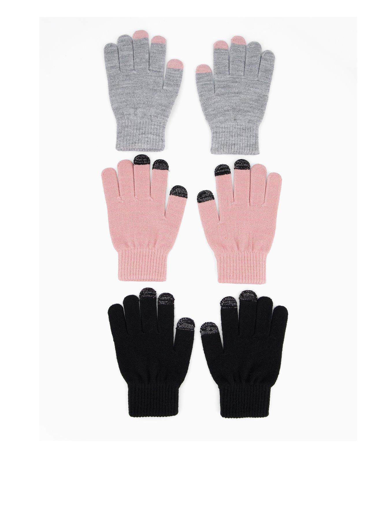 The Very Collection 3 Pack Girls Lurex Magic Gloves - Pink