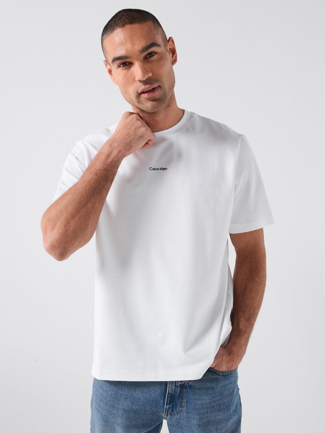 Calvin Klein Stretch Cotton Small Centre Logo T-Shirt, White, Size Xl, Men