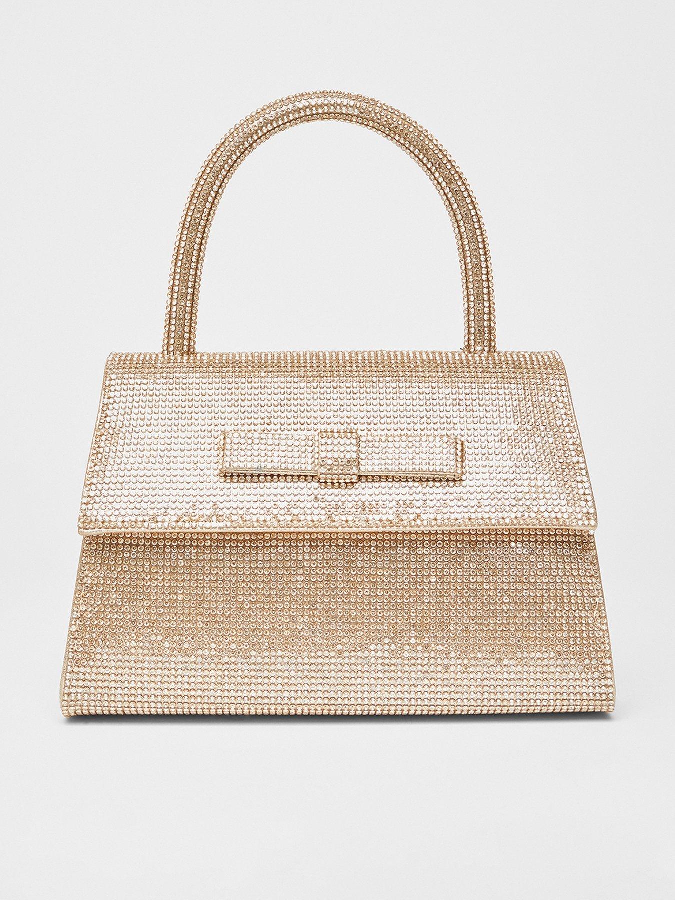 undefined Gold Diamante Top Handle Bag