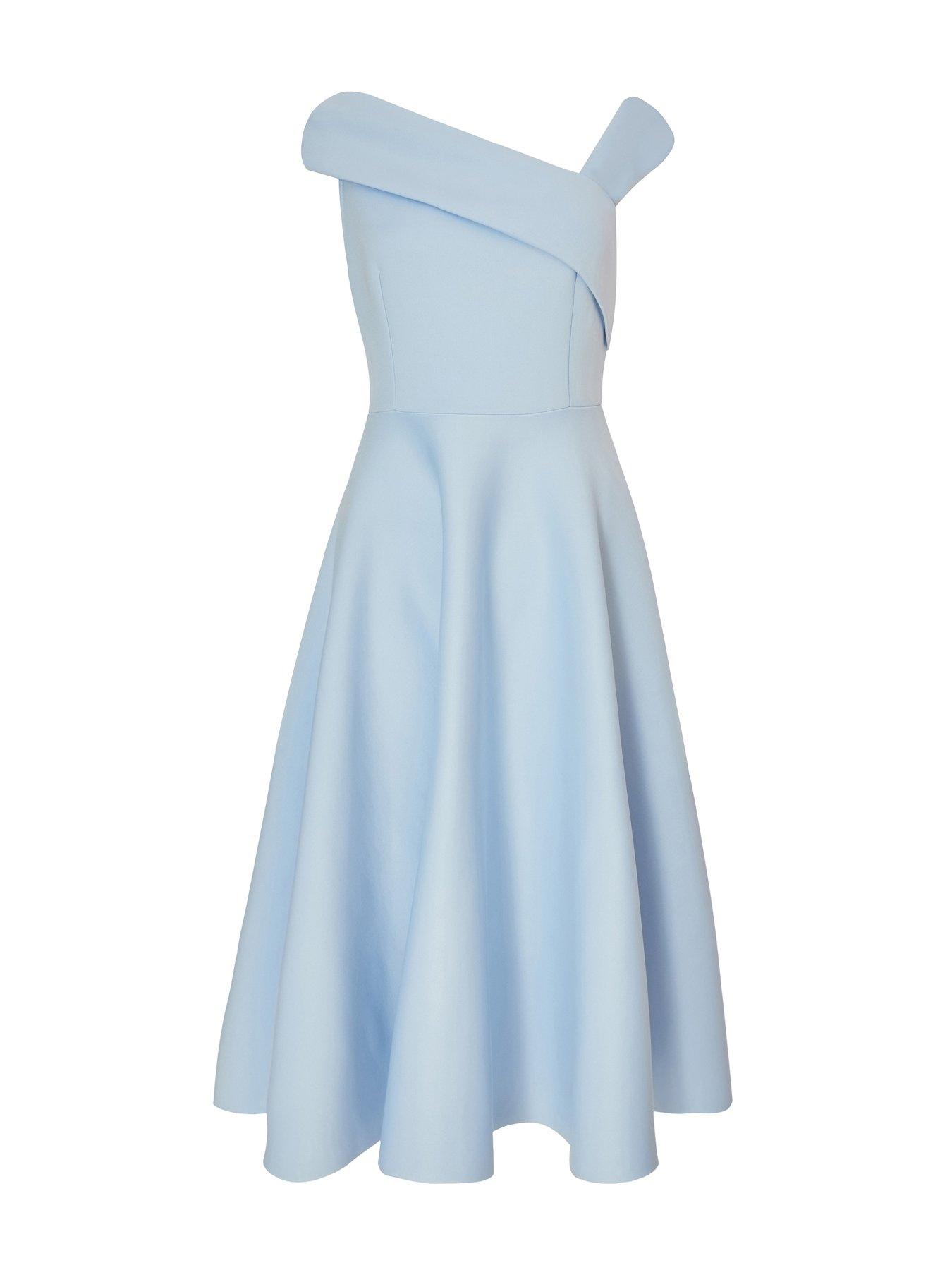 Image 4 of 6 of Quiz Blue Asymmetric Midi Dress