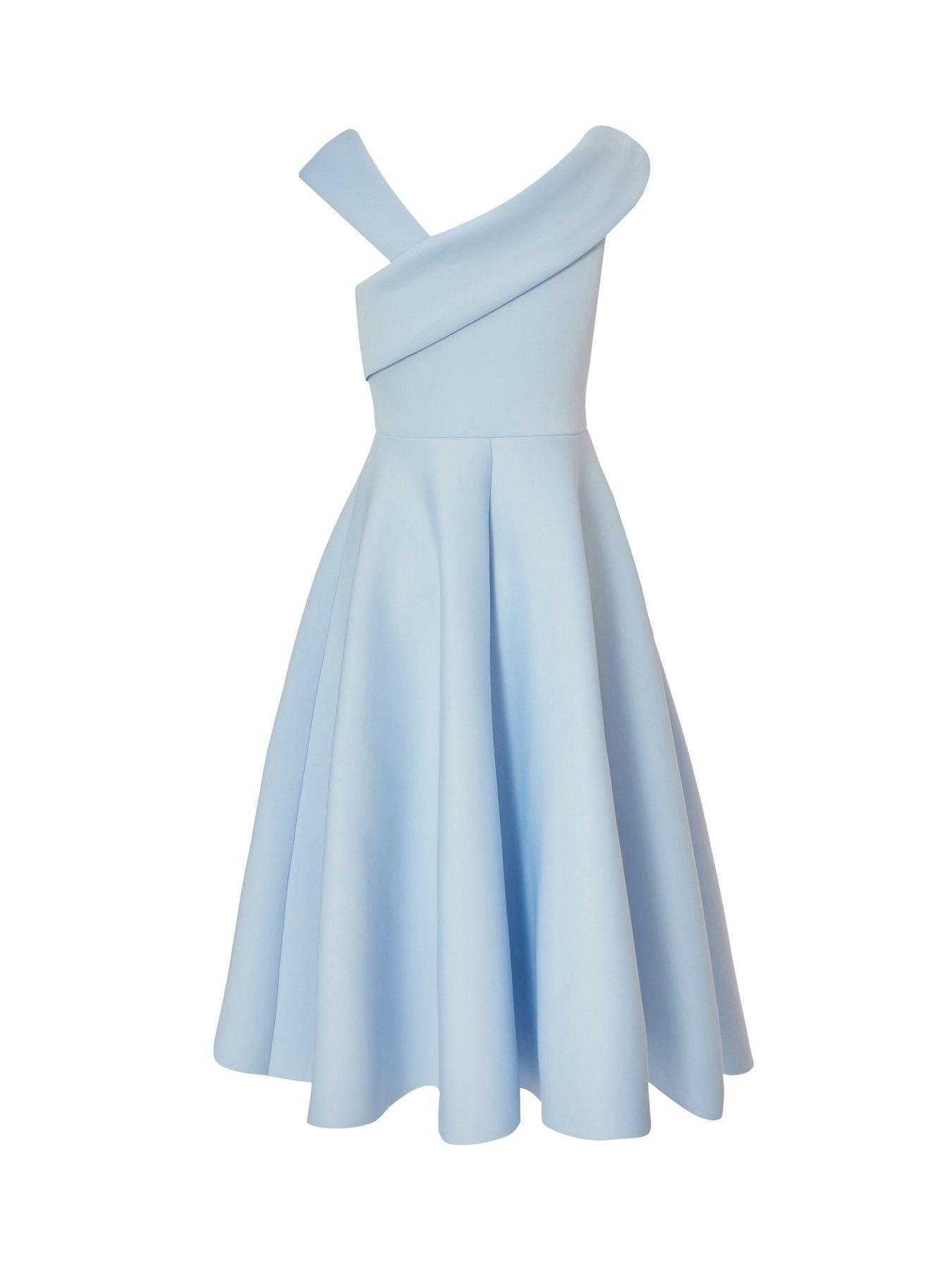Image 5 of 6 of Quiz Blue Asymmetric Midi Dress
