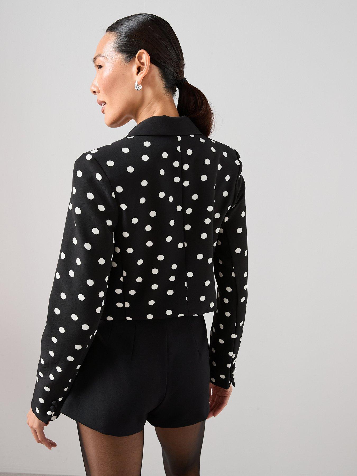 Image 2 of 7 of The Very Collection Polka Dot Tie Front Blazer - Black