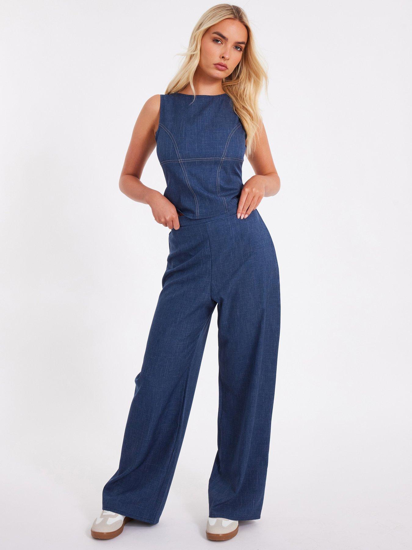 undefined Blue Wide Leg Trousers