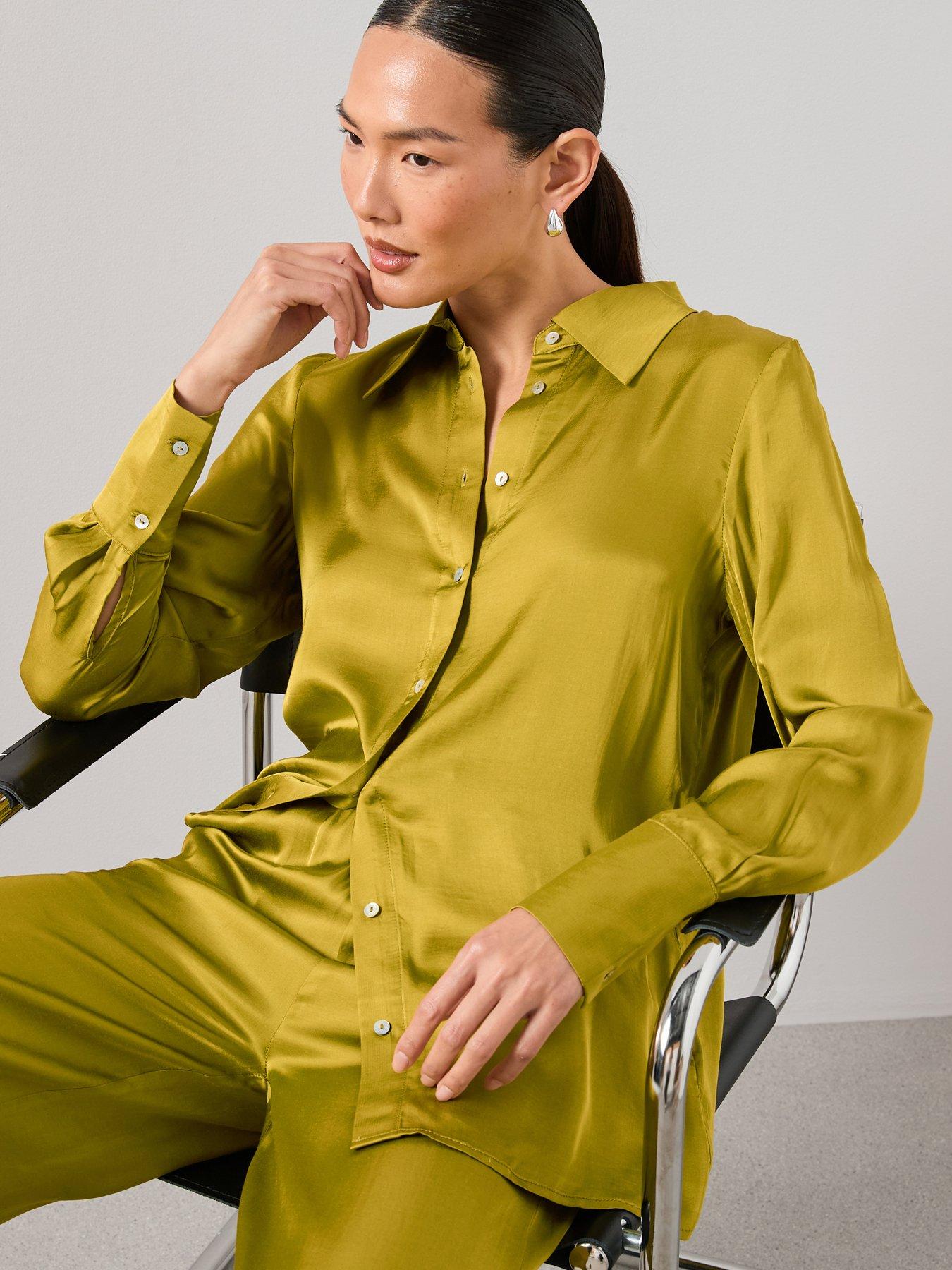 The Very Collection Satin Co-Ord Blouse - Green