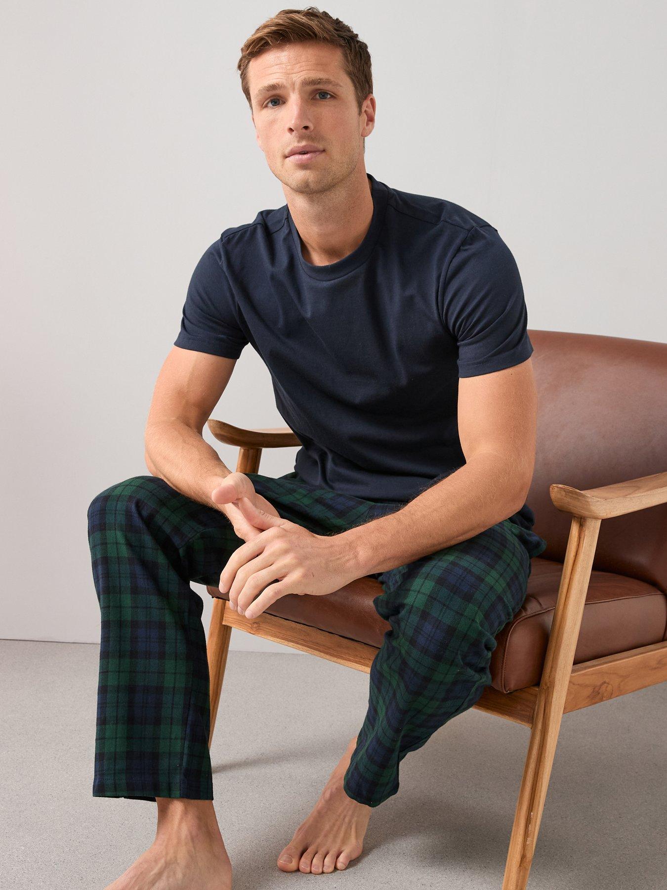 The Very Collection Pure Cotton Check Trouser  &  T-Shirt Set - Dark Green