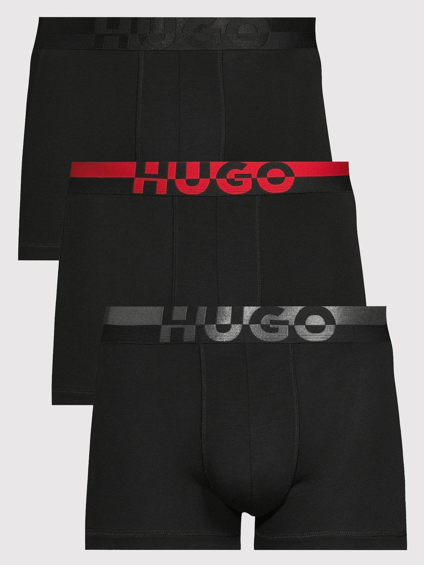 HUGO Bodywear 3 Pack Triplet Split Logo Trunks - Black