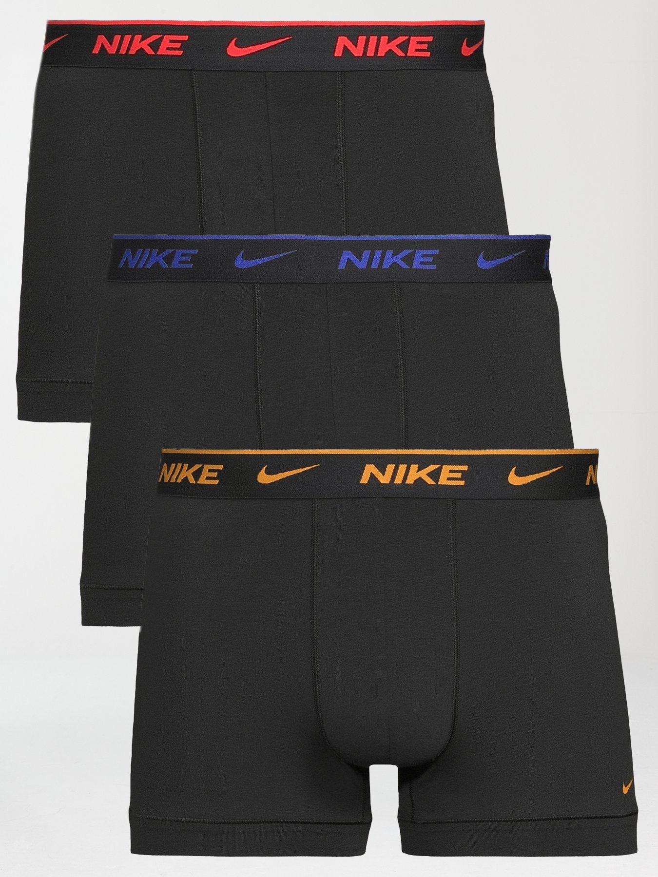Nike Everyday Cotton Stretch 3 Pack Trunks - Black