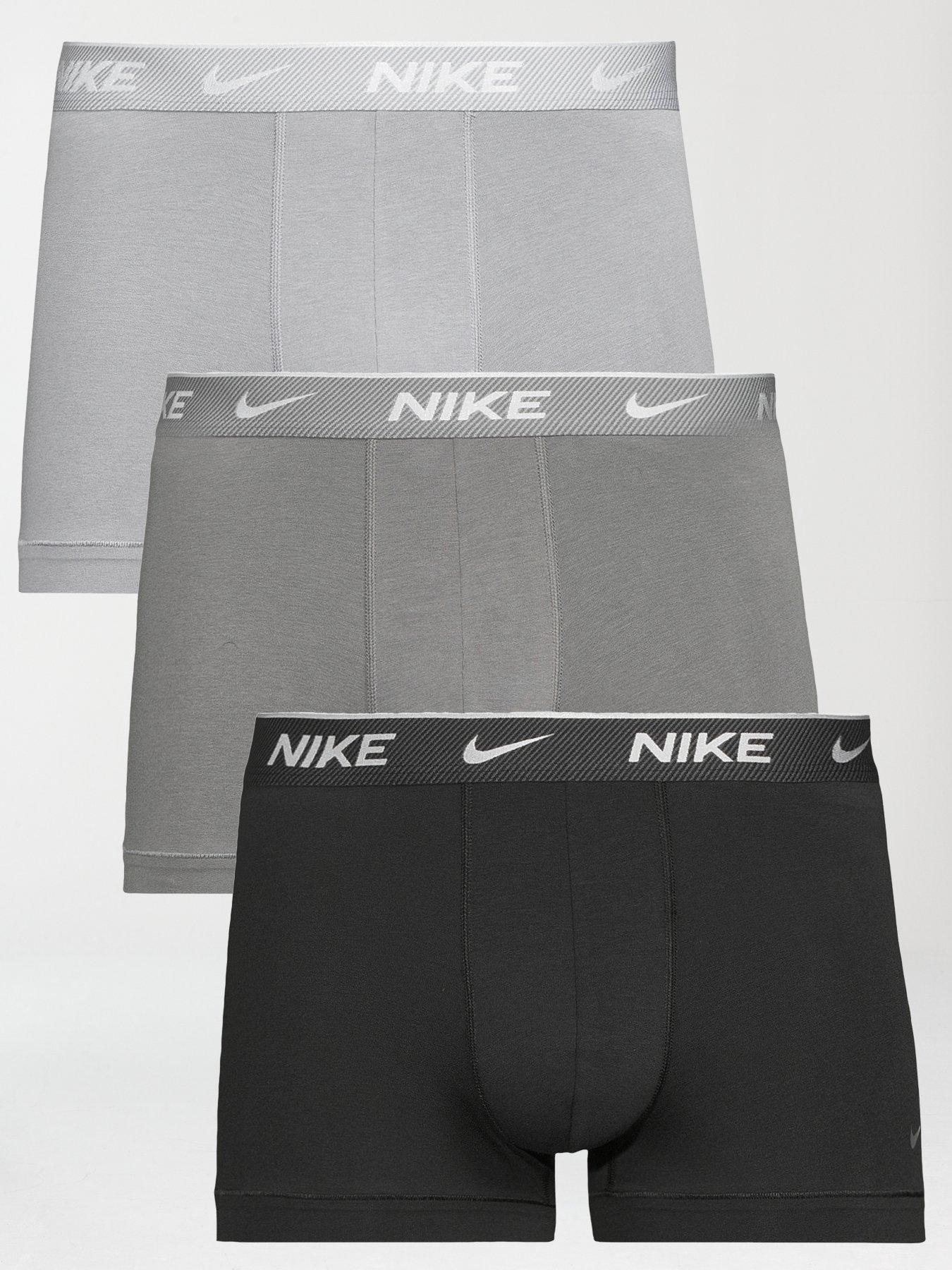 Nike Everyday Cotton Stretch 3 Pack Trunks - Grey