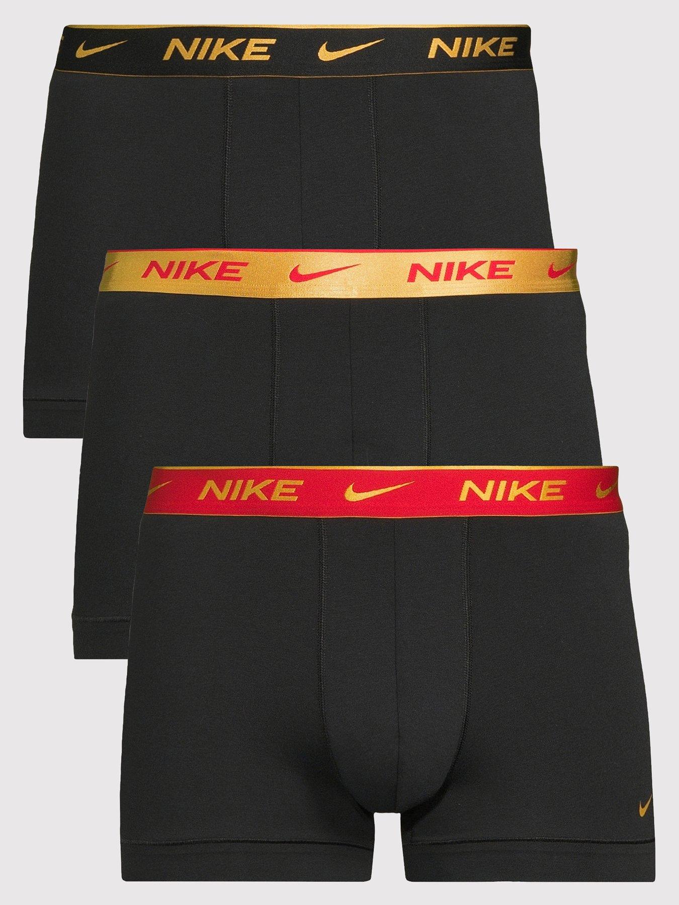 Nike Everyday Cotton Stretch 3 Pack Trunks - Black
