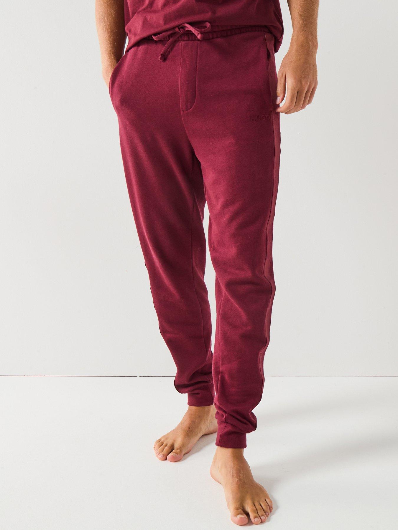HUGO Bodywear Liam Taped Loungewear Cuff Pants - Dark Red