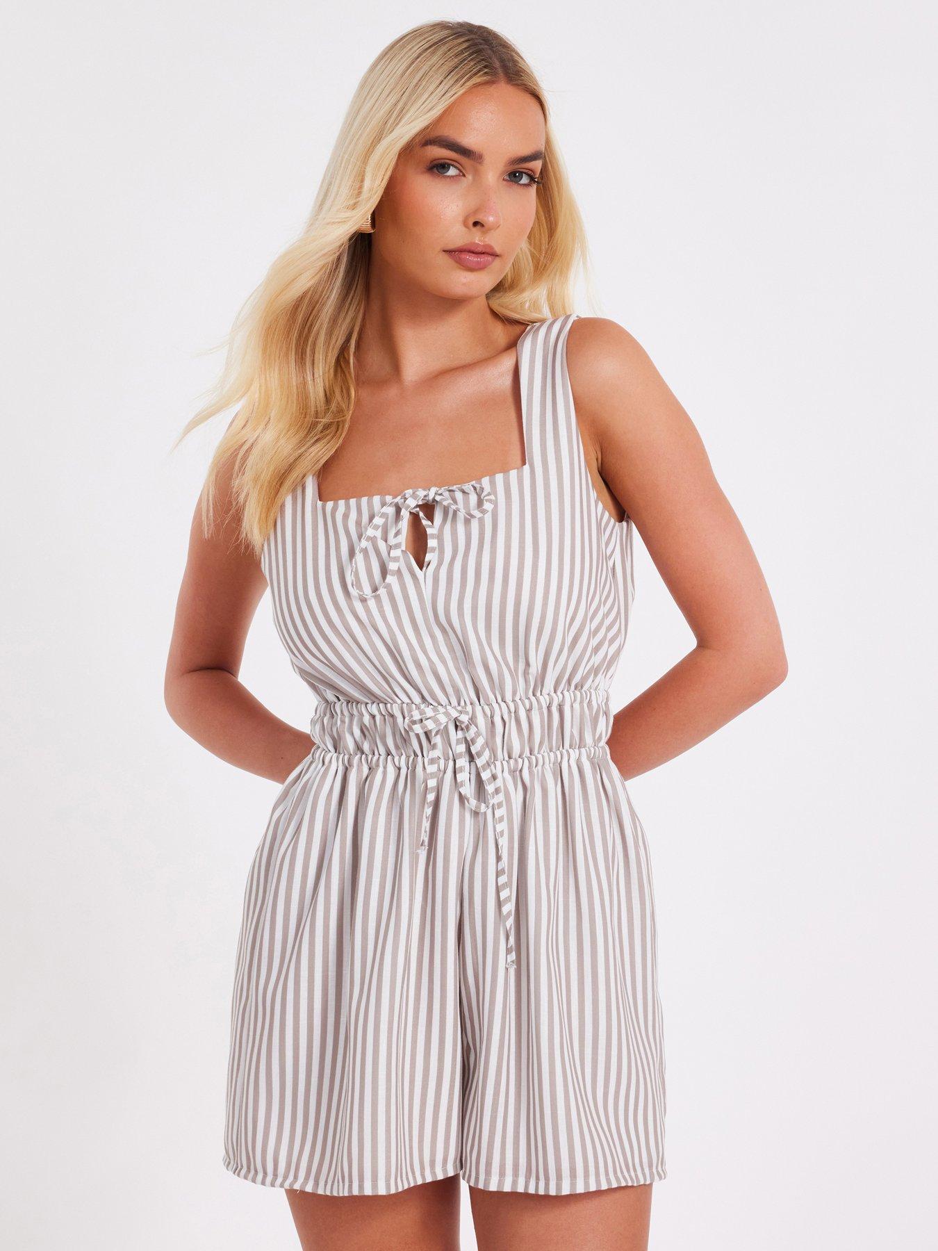 undefined Stone Striped Playsuit
