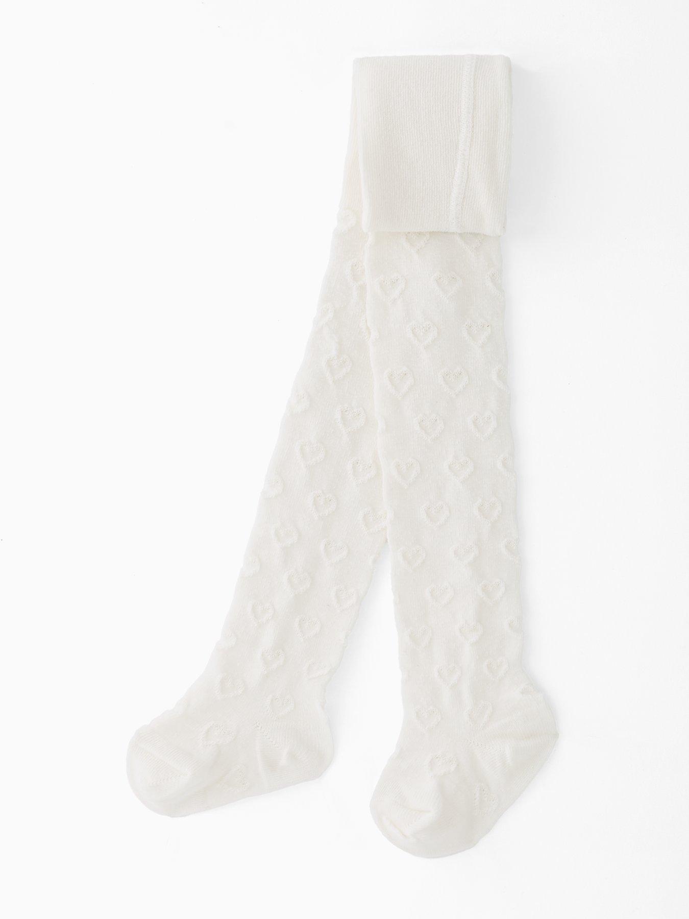 Mini V by Very Girls Heart Tights - White