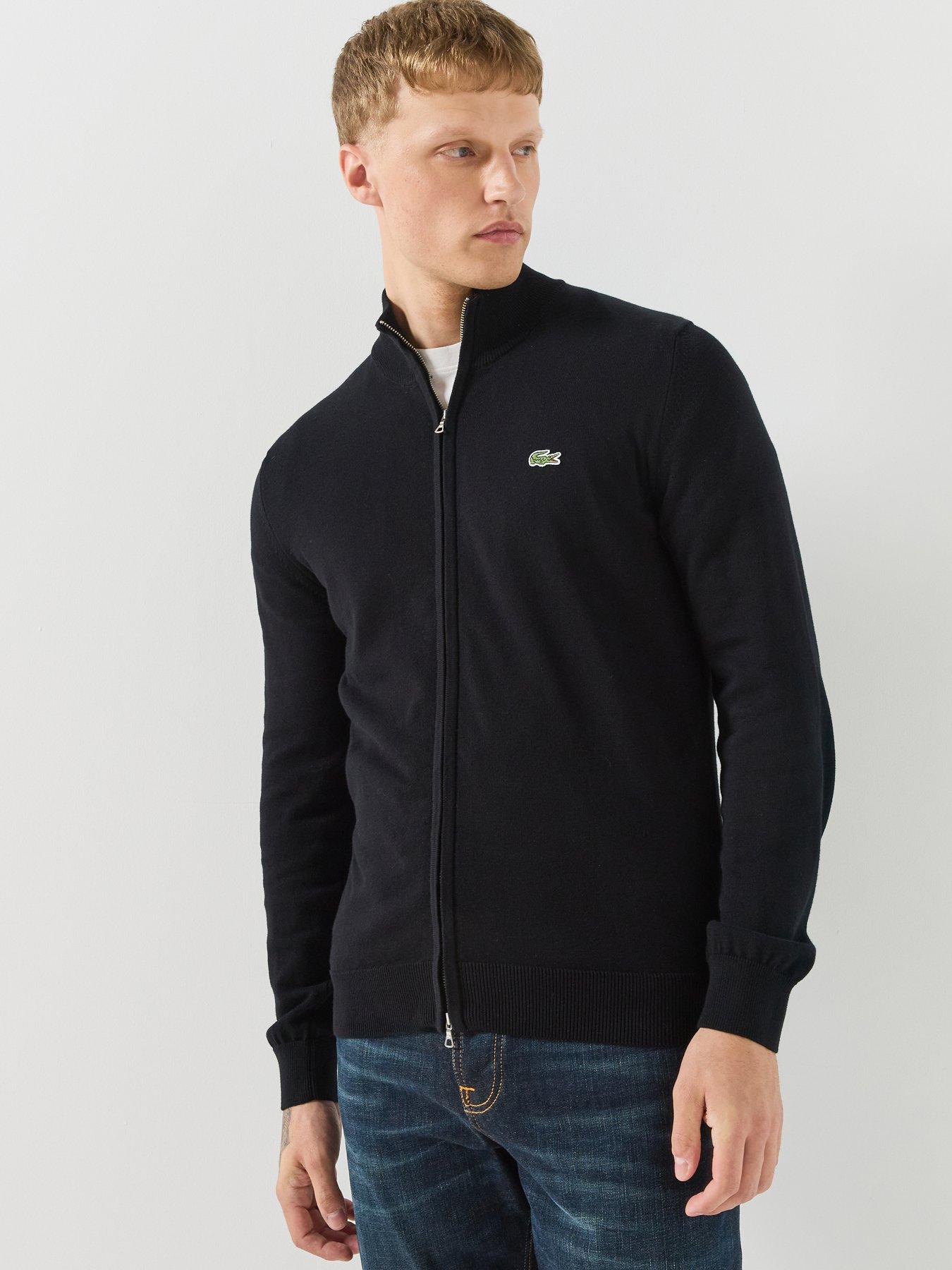 Lacoste Full Zip Regular Fit High Neck Knitted Jmper - Black