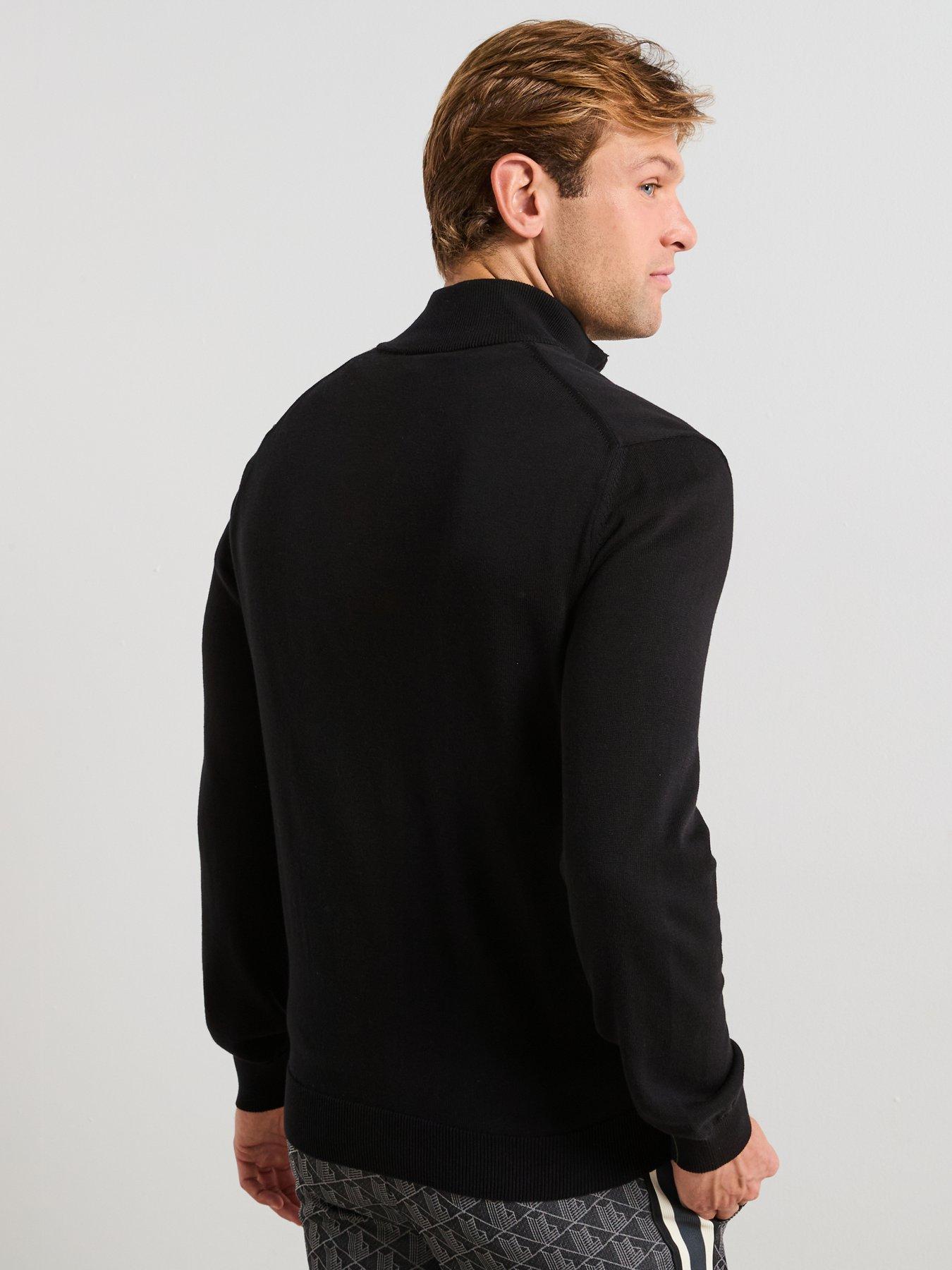 Image 2 of 6 of Lacoste Full Zip Regular Fit High Neck Knitted Jumper- Black